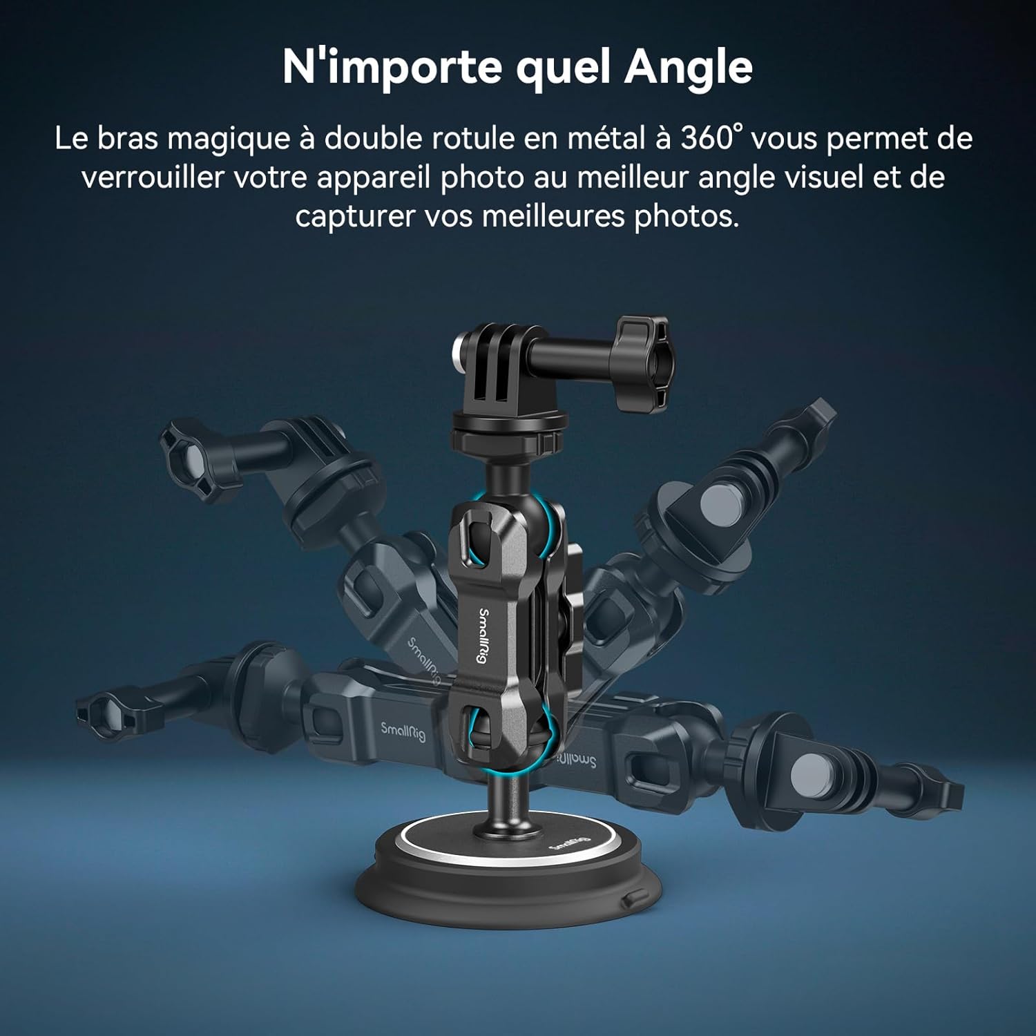 Detalle de SMALLRIG 4466 Support à ventouse magnétique 2 en 1 pour GoPro et caméras d’action