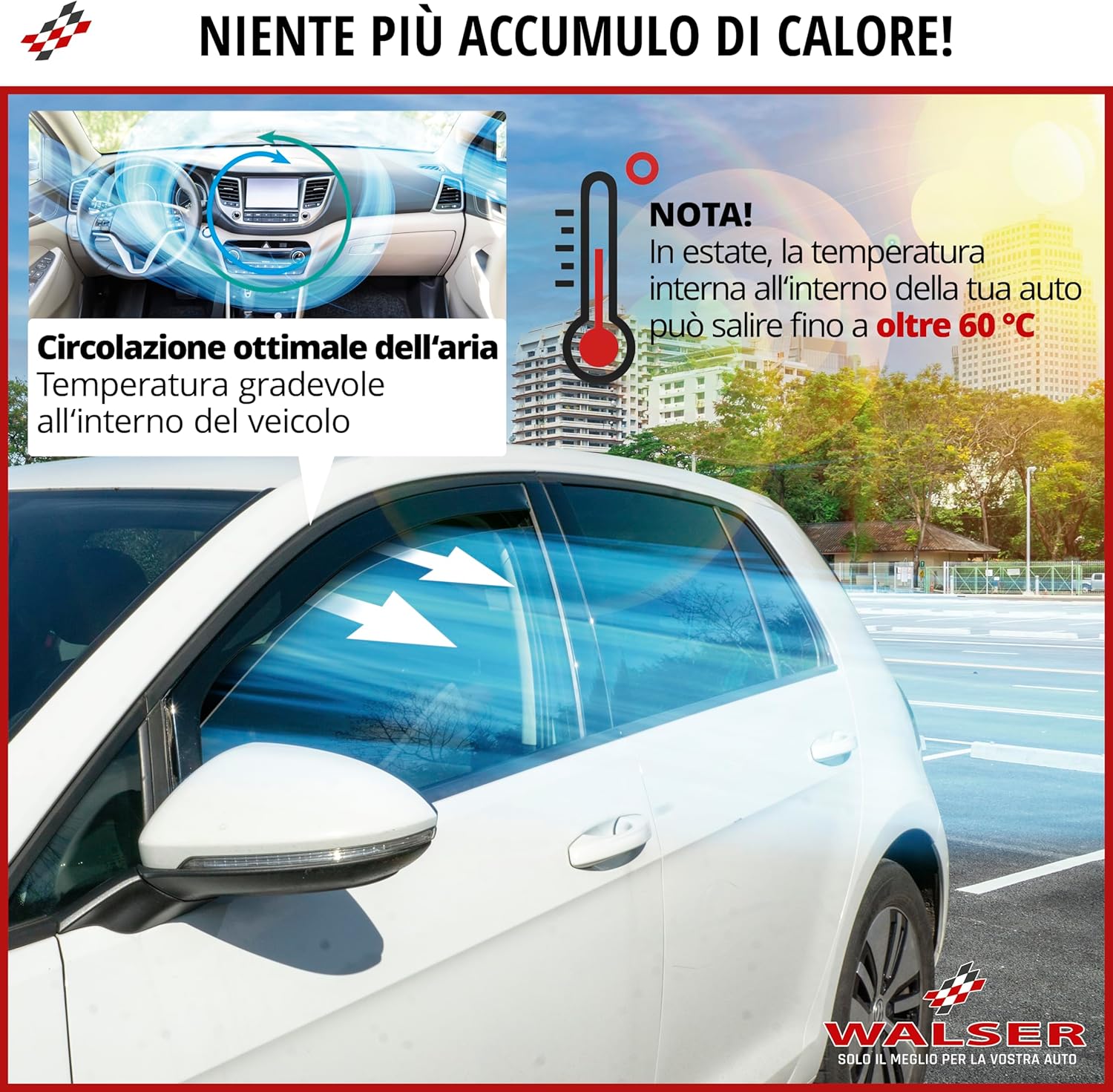 Detalle de WALSER Deflettore del vento per Hyundai Kona (06/2017-04/2023) – protezione e comfort su misura