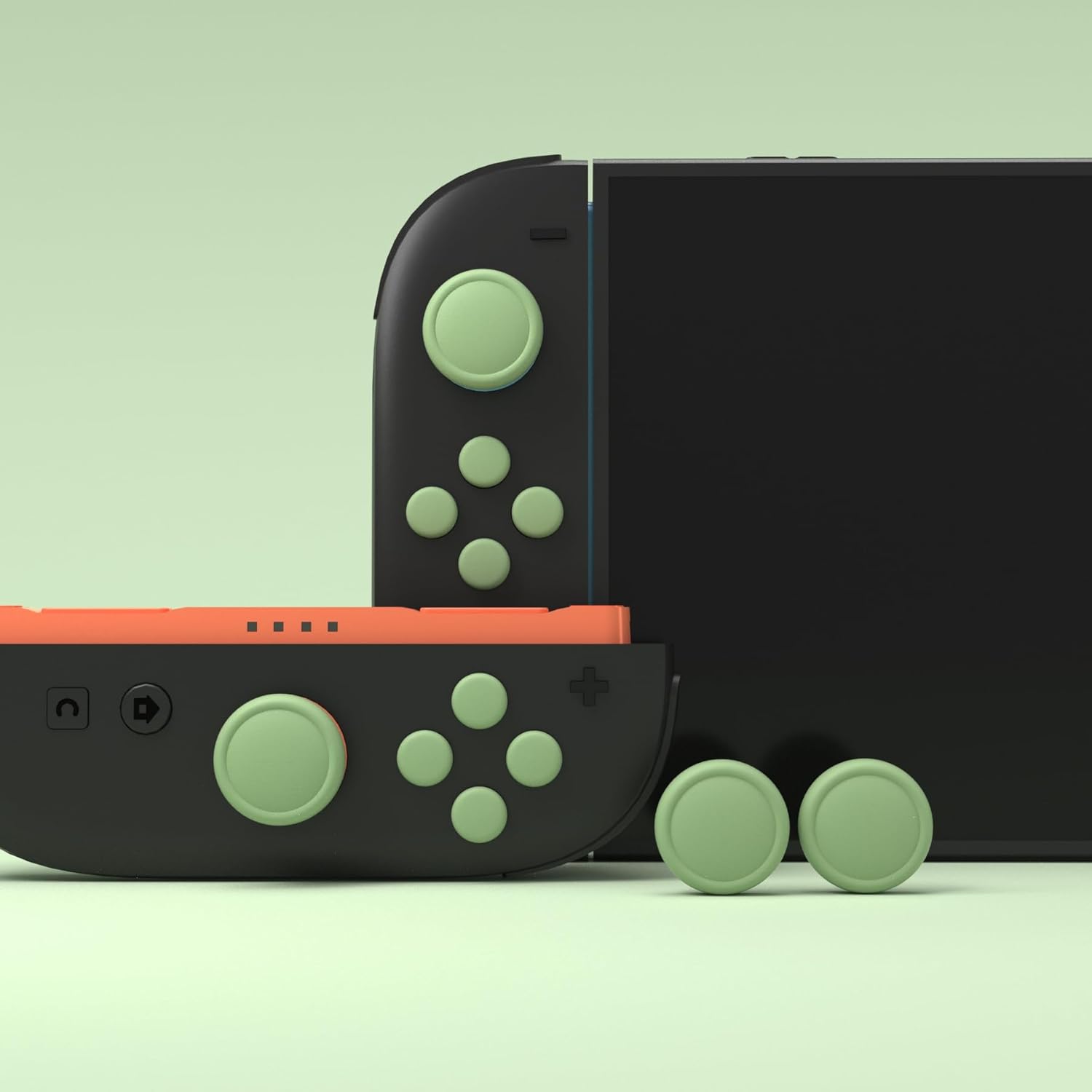 Detalle de PlayVital Silicone Button Covers and Thumb Grip Set for Nintendo Switch 2 (Matcha Green)
