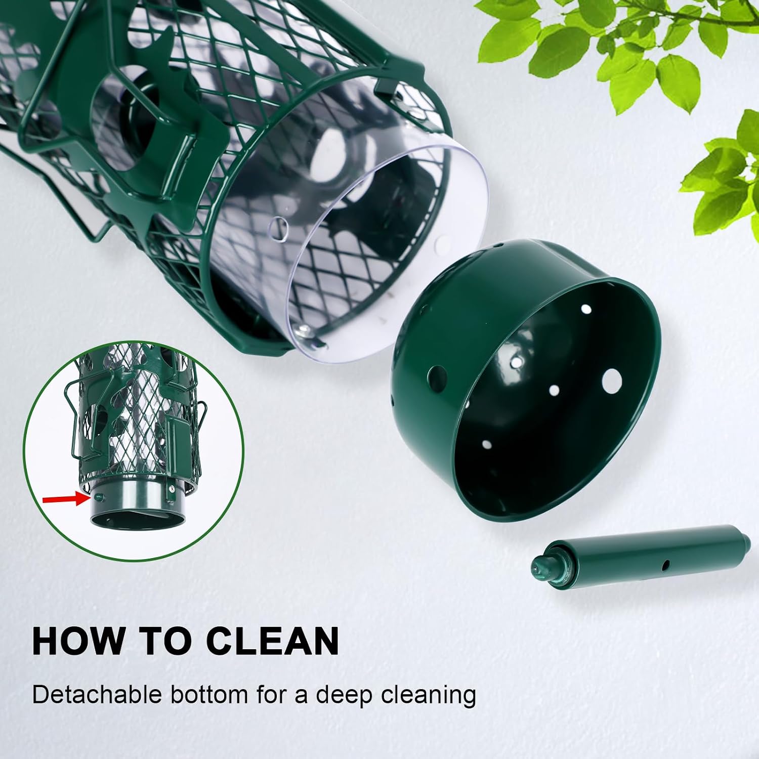 Detalle 2 de Gbekery LY-YXSY-13IN-1 Metal Hanging Bird Feeder, 4 Ports, Green