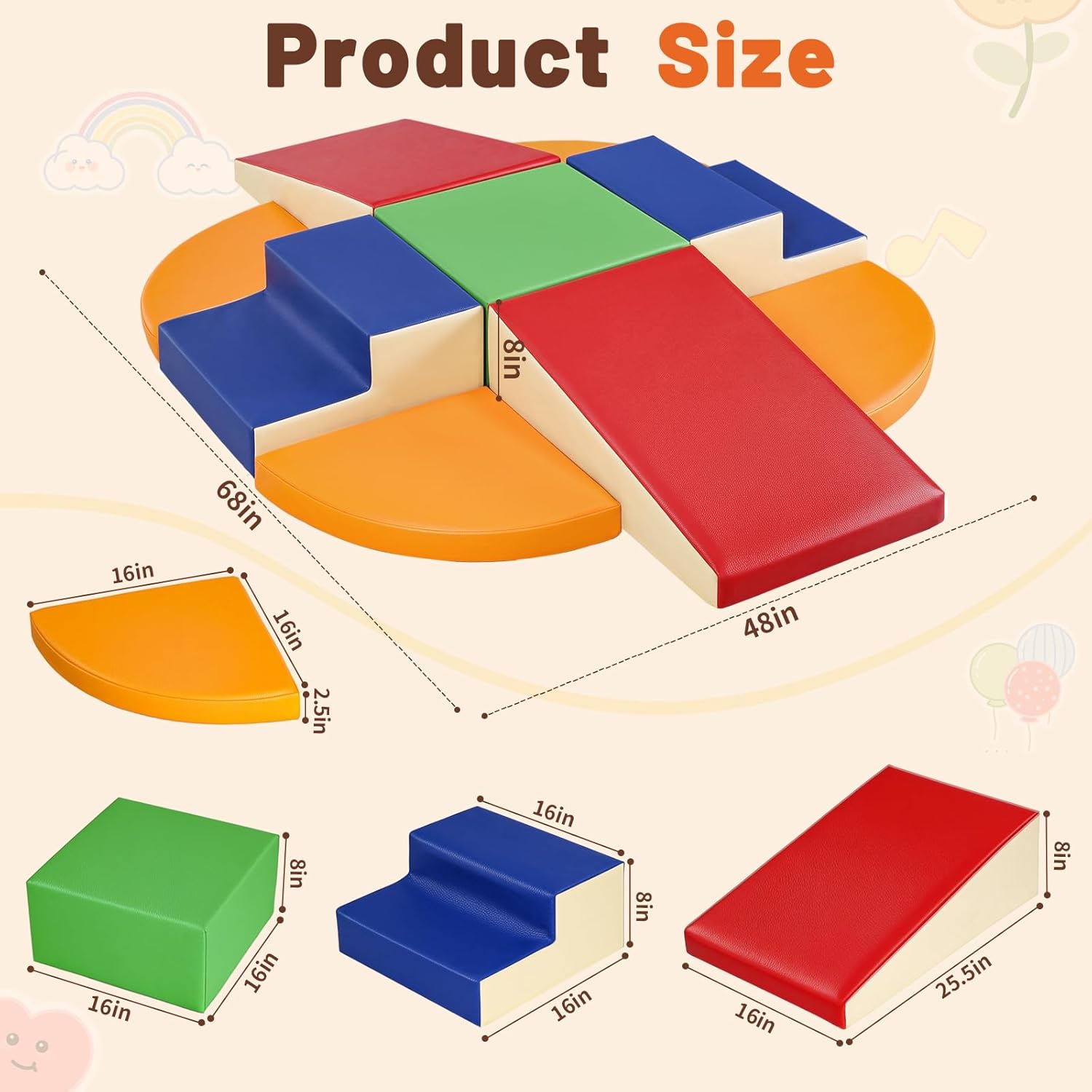 Thumbnail 3 de TODIBY 9-Piece Climbing Foam Blocks for Baby Play