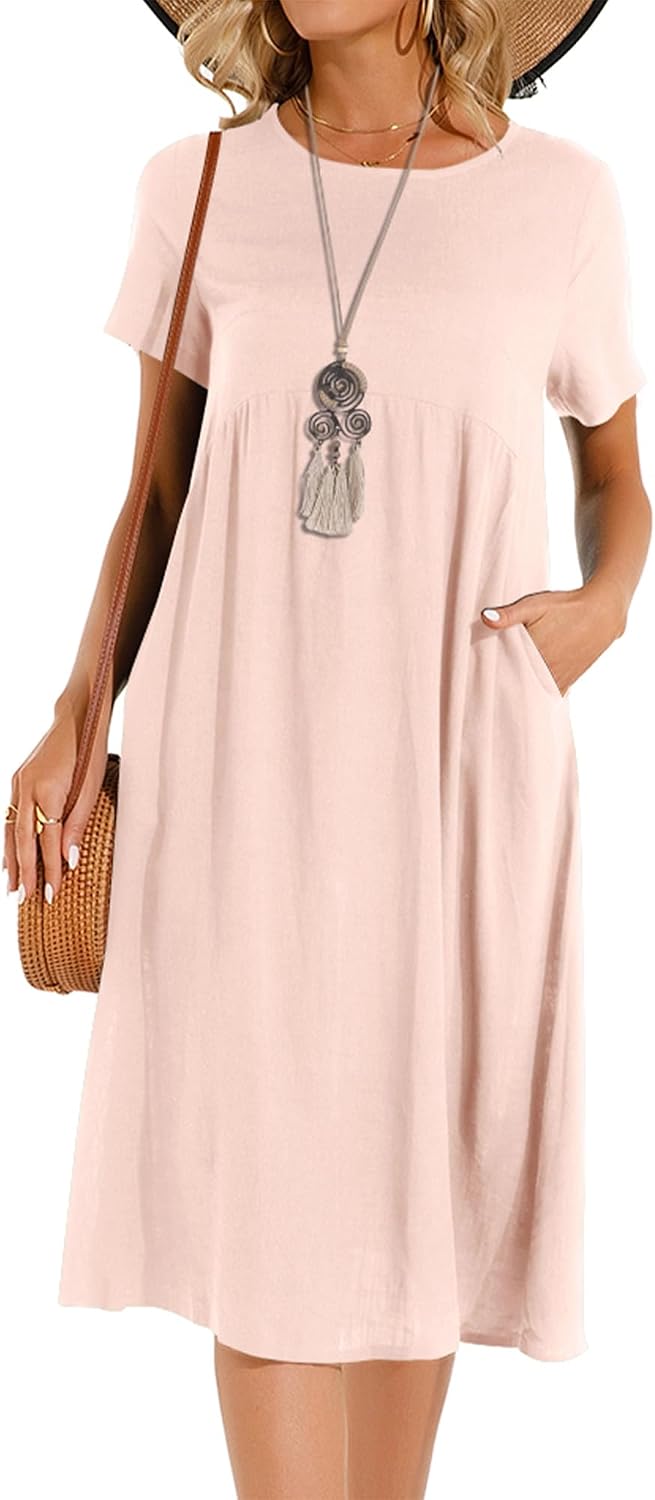 Thumbnail 2 de Tincini Sommerkleid Damen aus Leinen & Baumwolle – V-Ausschnitt Midikleid mit A-Linie