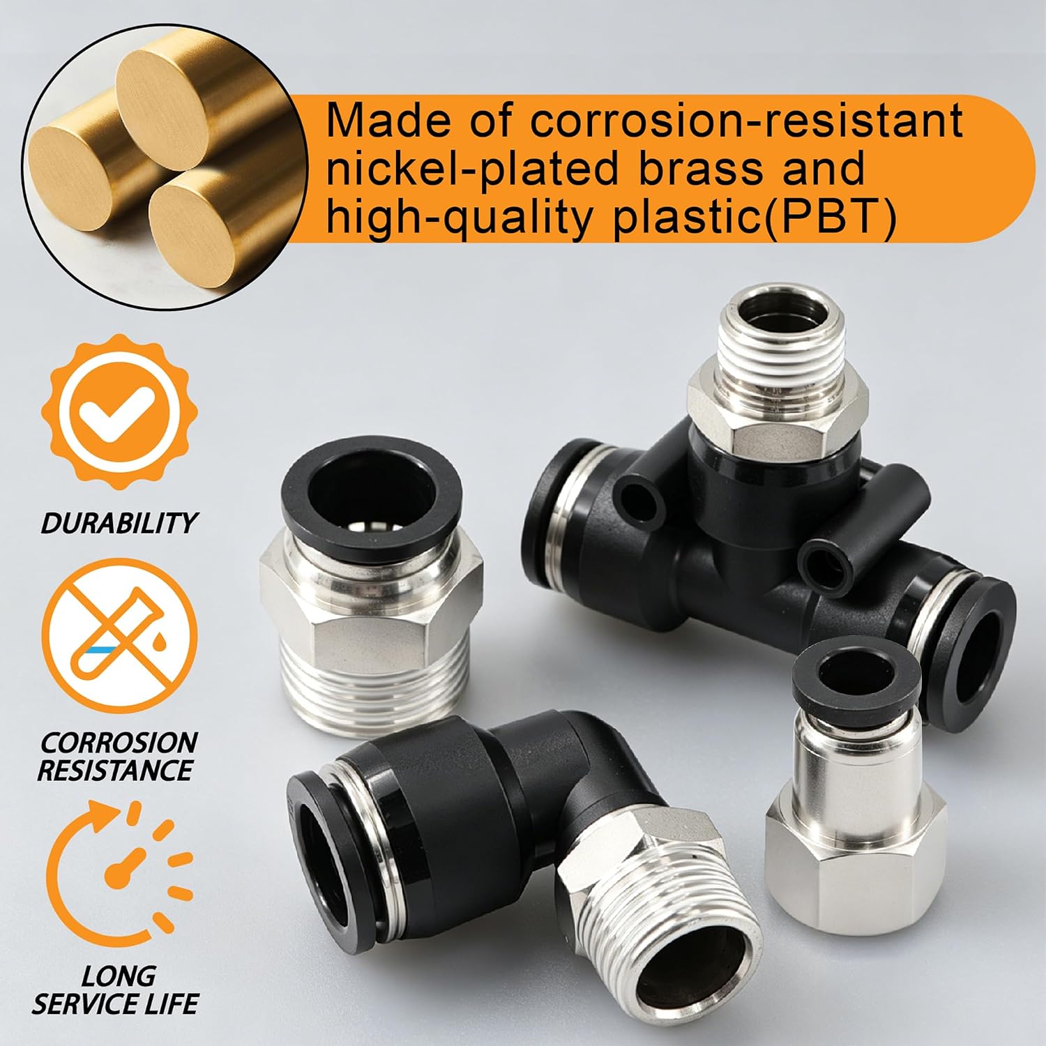 Detalle 2 de Push-to-Connect Air Line Fittings, 1/8"–1/2" NPT