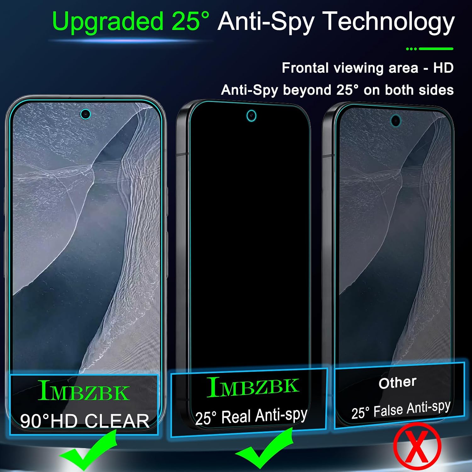 Detalle 2 de IMBZBK Privacy for Pixel 11 Pro Screen Protector, 25° Privacy, 9H+ Glass, 3+3 Pack