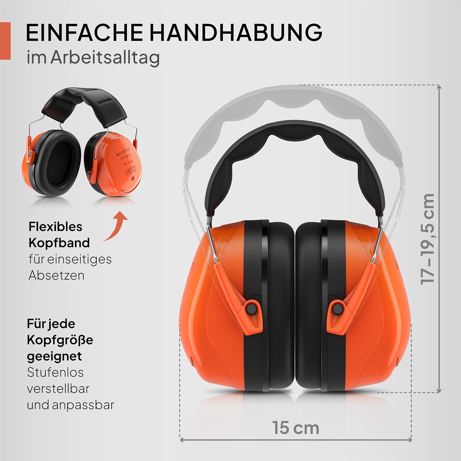 Thumbnail 5 de Senner WorkPro Ultra Gehörschutz (SNR 34 dB) – größenverstellbare Ohrenschützer für Arbeit & Freizeit