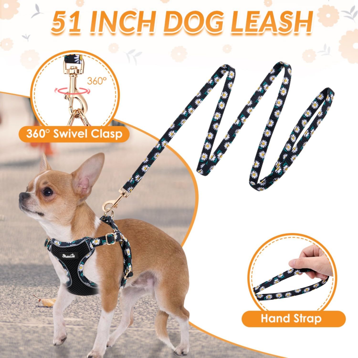 Detalle de Eyein Small Dog Harness and Lead Set (Soft Mesh, Black, Size M)