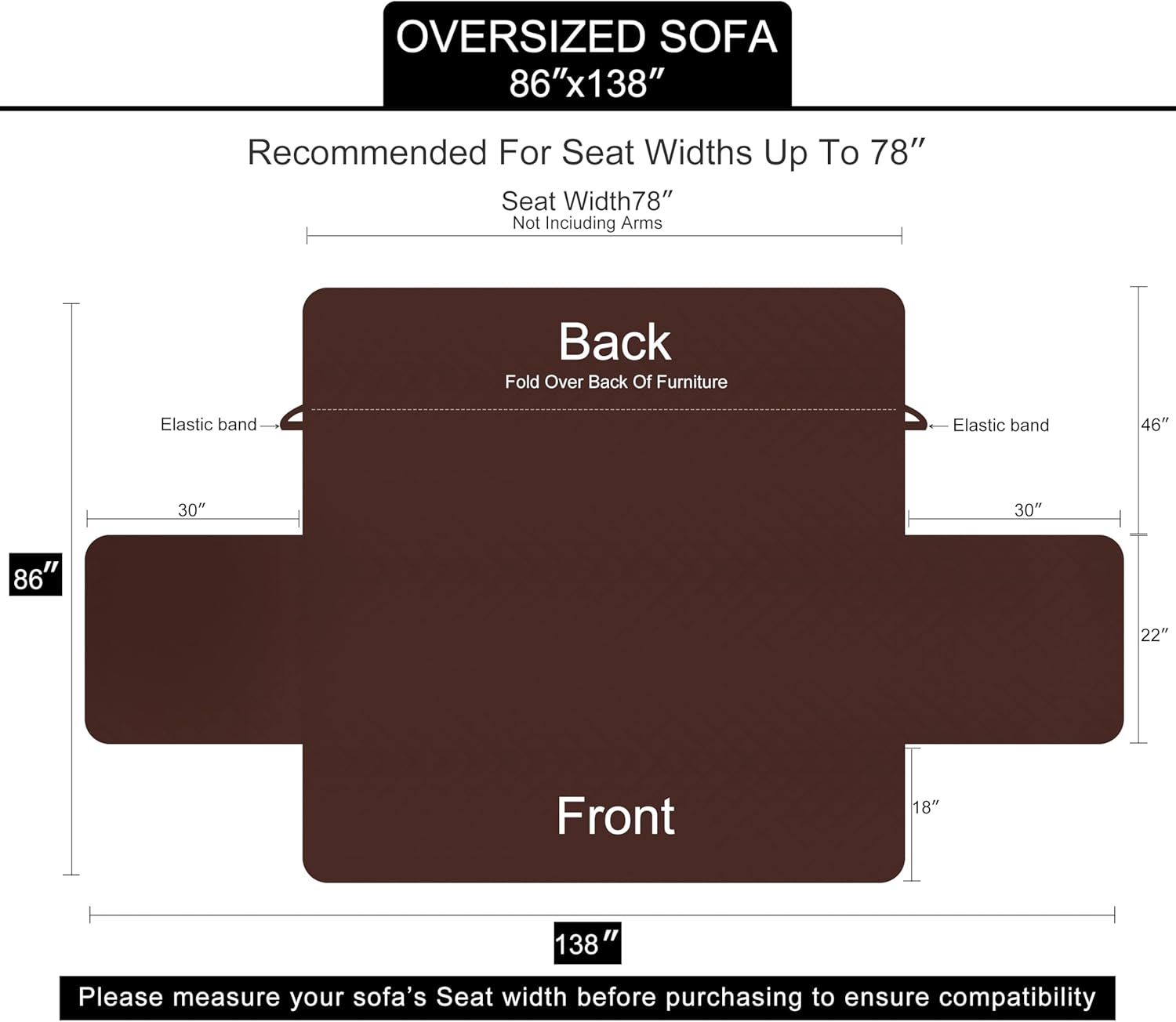 Thumbnail 5 de U-NICE HOME Large Sofa Cover: Reversible, Water-Resistant Protection for 4-Cushion Couches