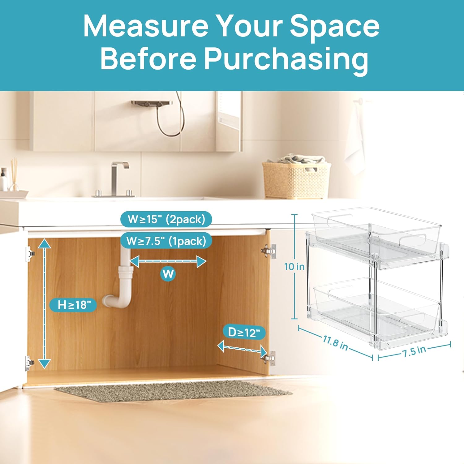 Detalle de Vtopmart 2-Tier Clear Under-Sink Organizer 2️⃣