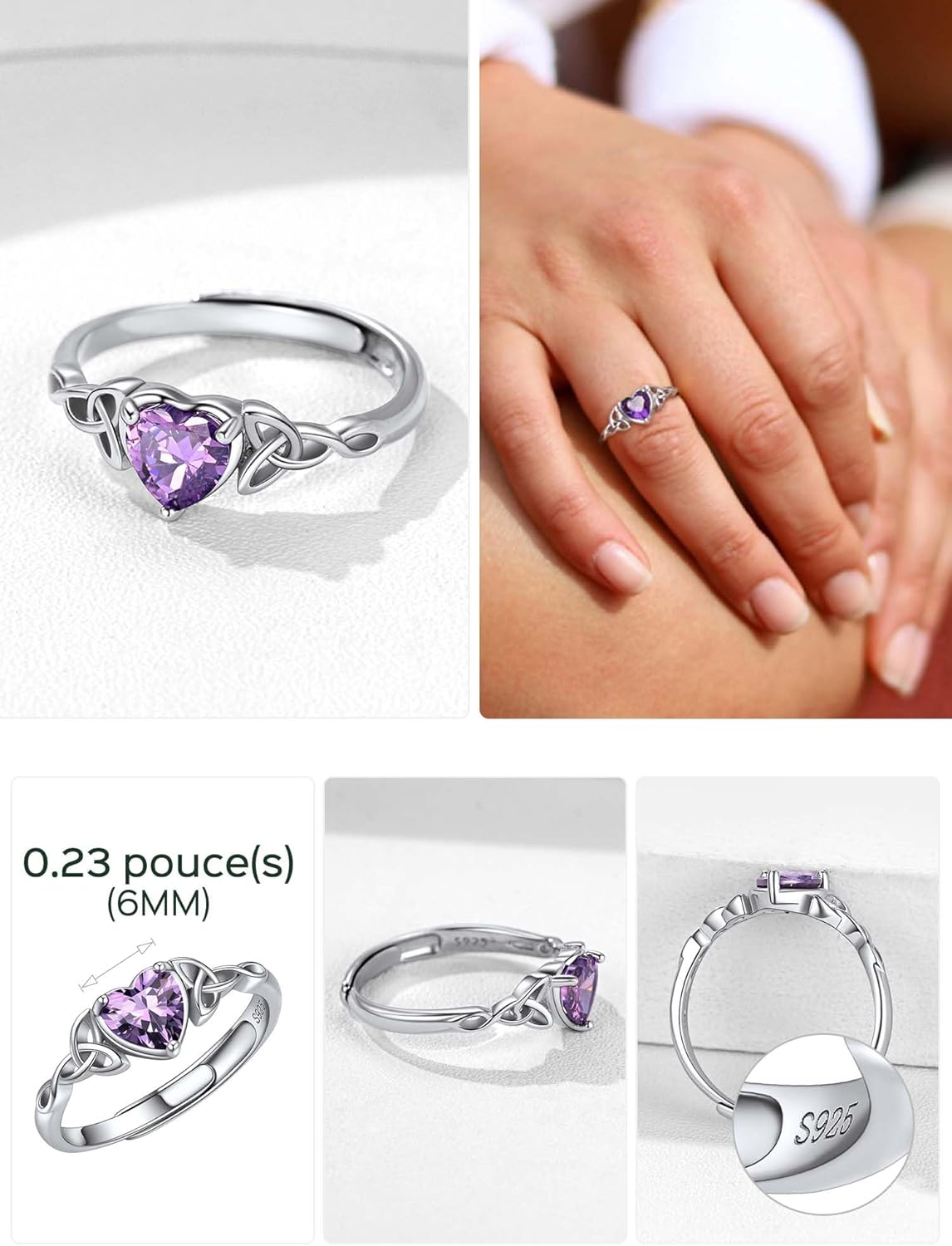 Thumbnail 3 de ChicSilver Bague Femme Argent Réglable – Anneau élégant avec pierre carré, simple et moderne