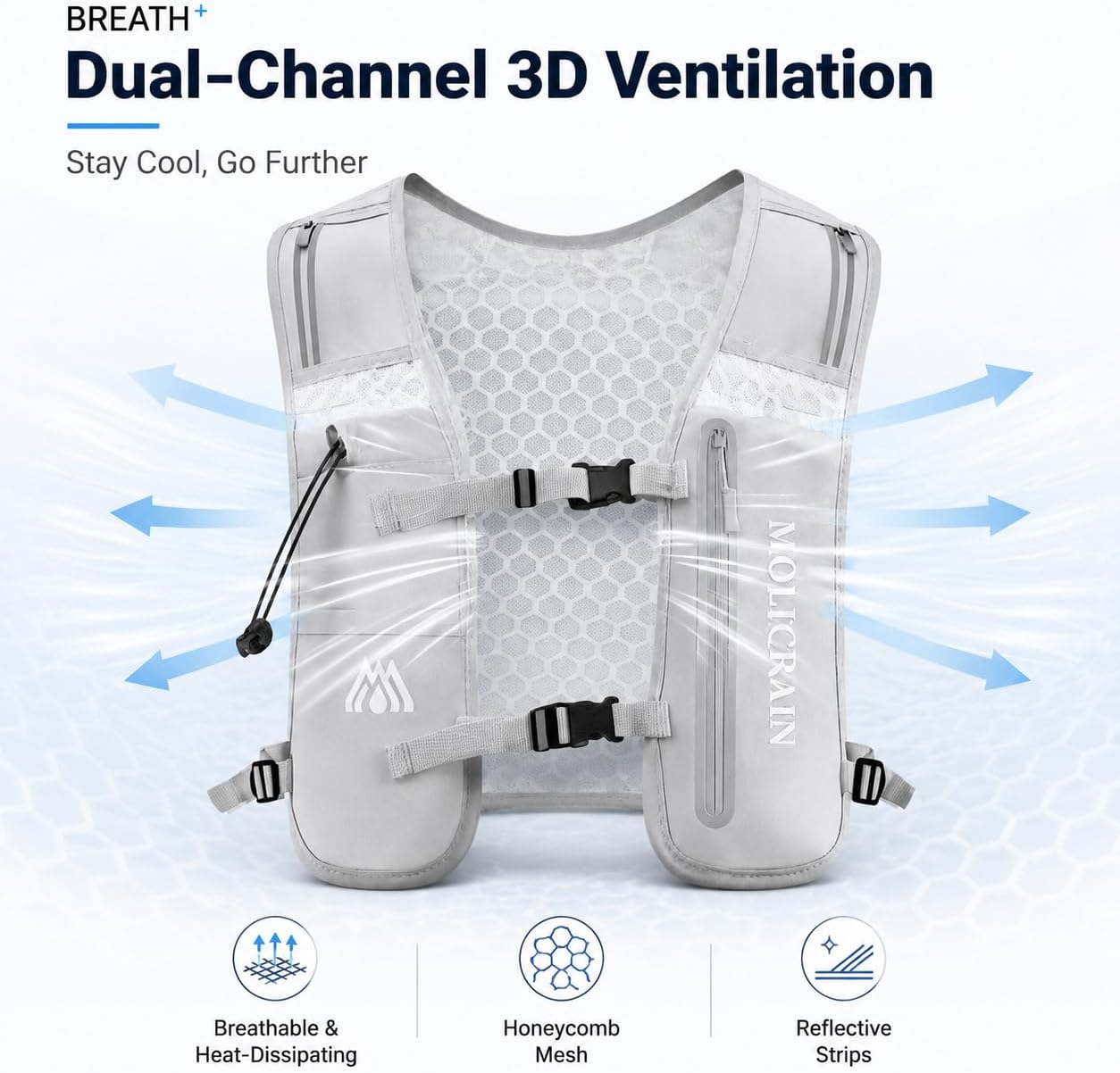 Thumbnail 6 de MOLICRAIN Running Vest Phone Holder: 5L Lightweight Hydration Vest for All‑Terrain Running