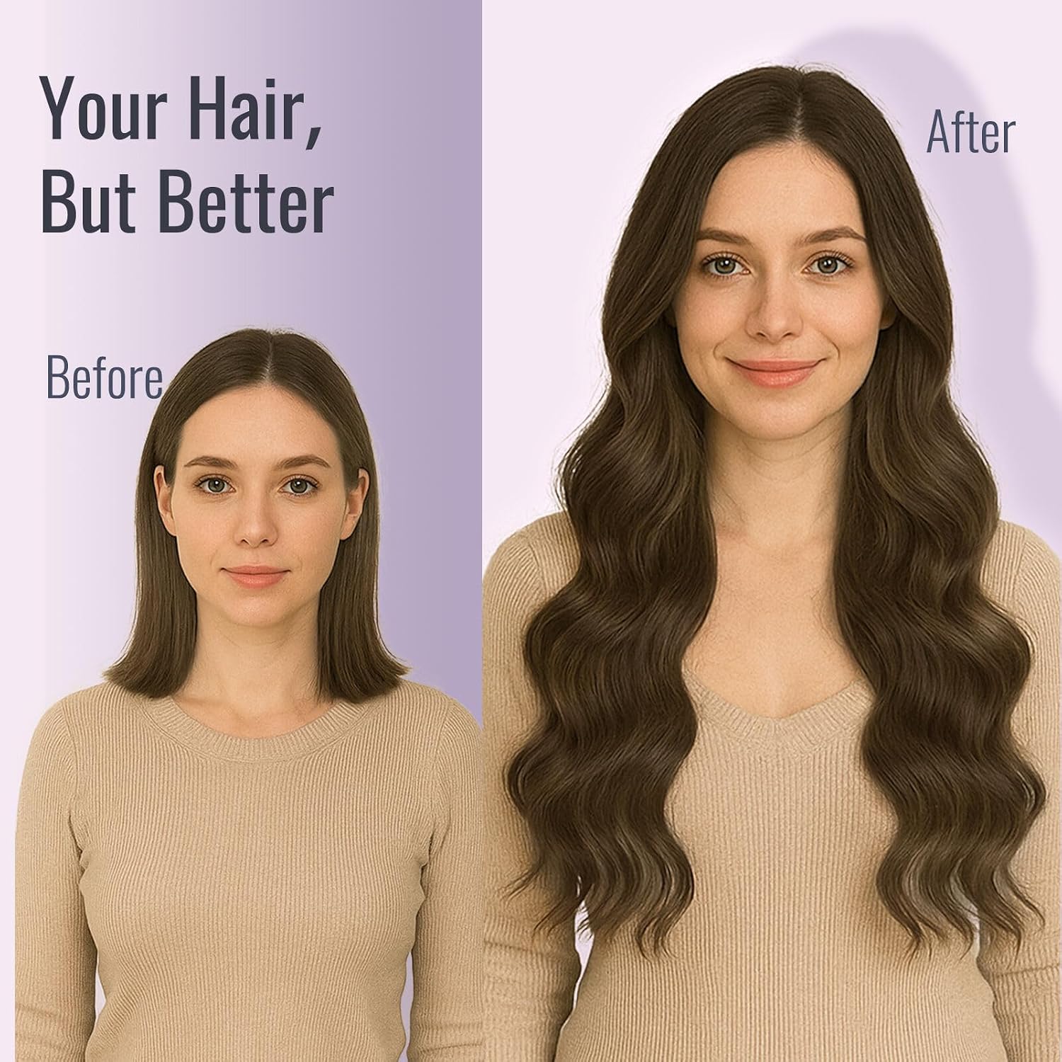 Detalle de Fshine Extension Biadesiva Capelli Veri Marrone Medio 50 cm – 20 pezzi Remy