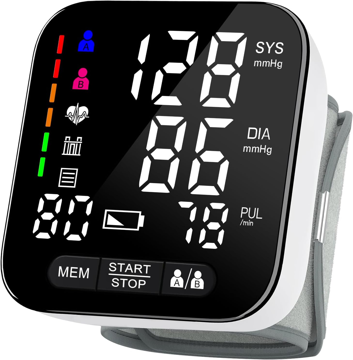 Detalle de Axets Blutdruckmessgerät Handgelenk mit Arrhythmie-Erkennung – automatische Messung, farbiger Risiko-Indikator, 2×99 Speicherplätze