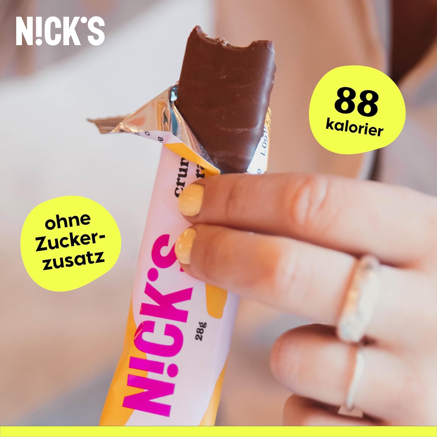 Detalle de NICKS Keto Riegel Crunchy Caramel 21×28 g 🍫