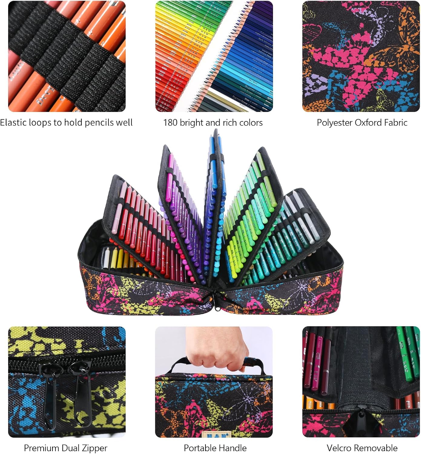 Thumbnail 3 de H & B Lot de 180 Crayons de couleur à base d'huile – ensemble professionnels pour débutants et artistes