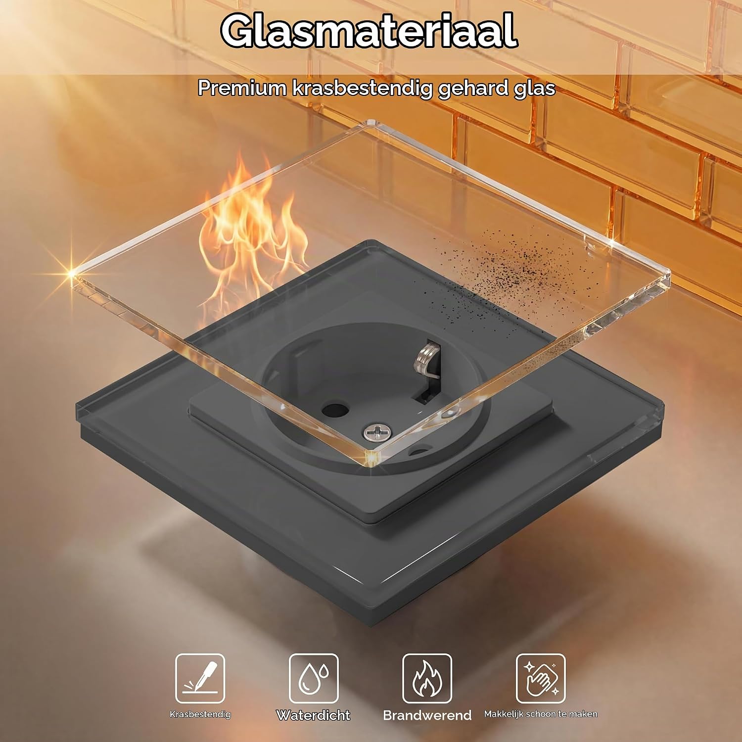 Detalle de BSEED GL86EUSK1PDAC1GY Schuko-inbouwstopcontact met 20 W USB-C, grijs