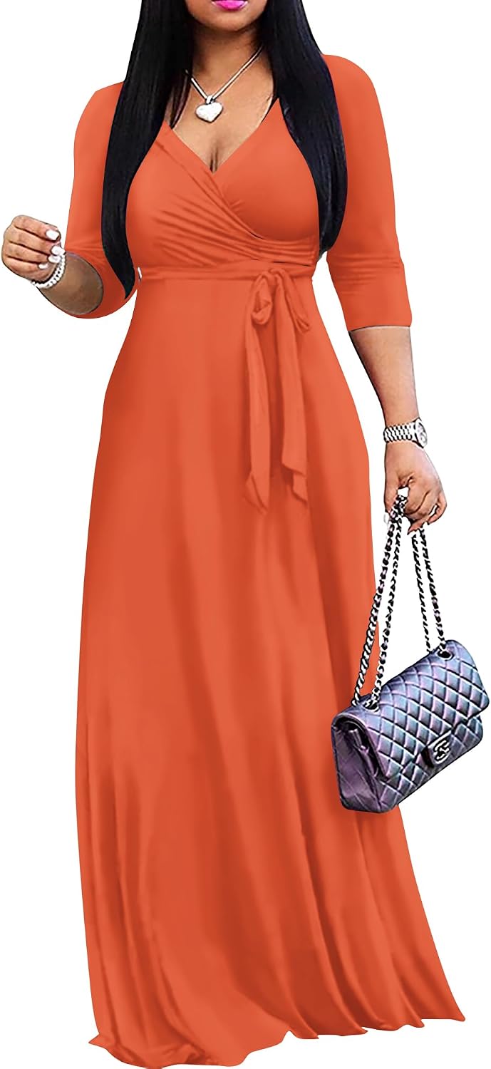 Detalle 2 de FANDEE 2025 Maxi Dress V-Neck 3/4 Sleeve