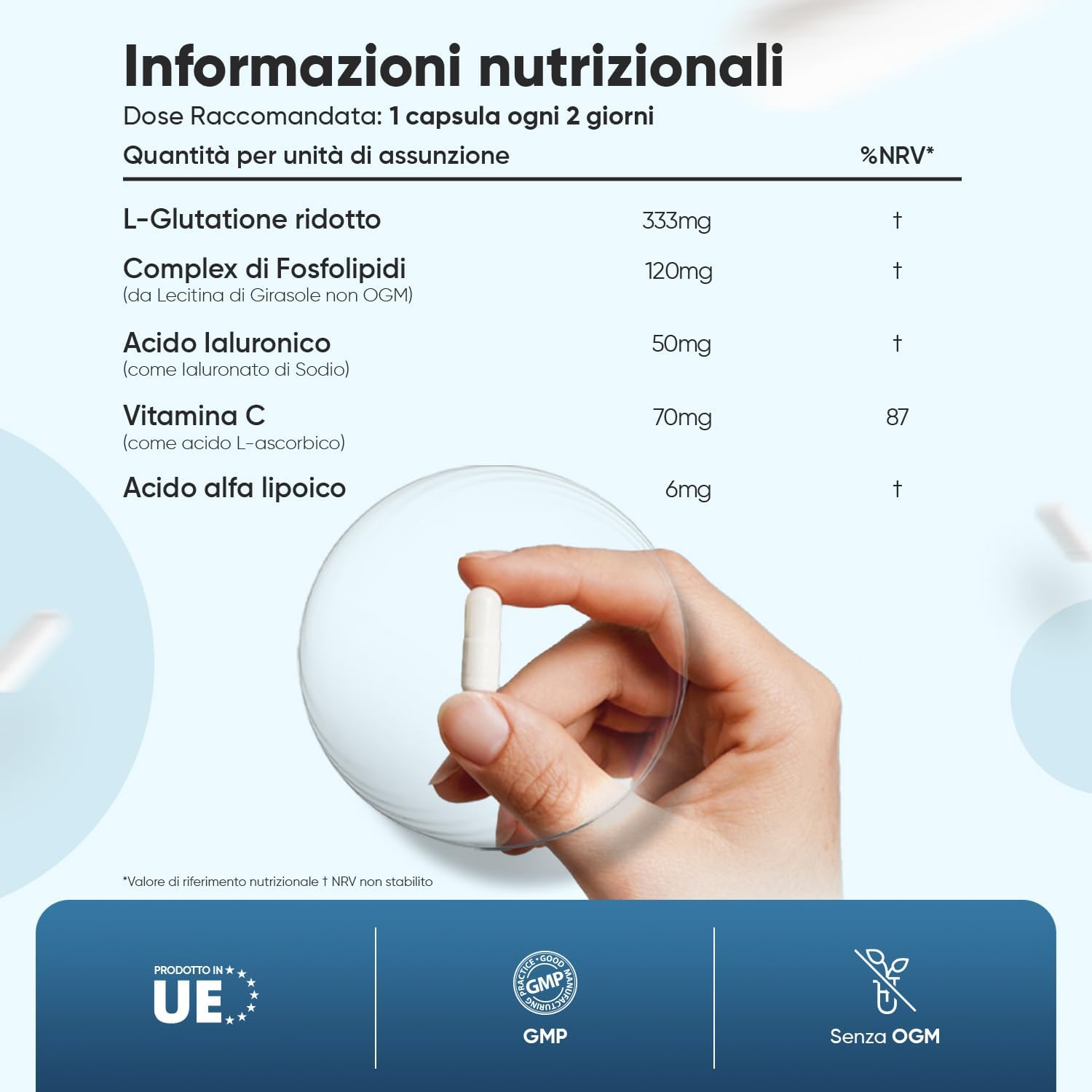 Detalle de Glutatione Liposomiale Ridotto WeightWorld – 90 Capsule Vegane con Vitamina C, Acido Alfa Lipoico e Acido Ialuronico