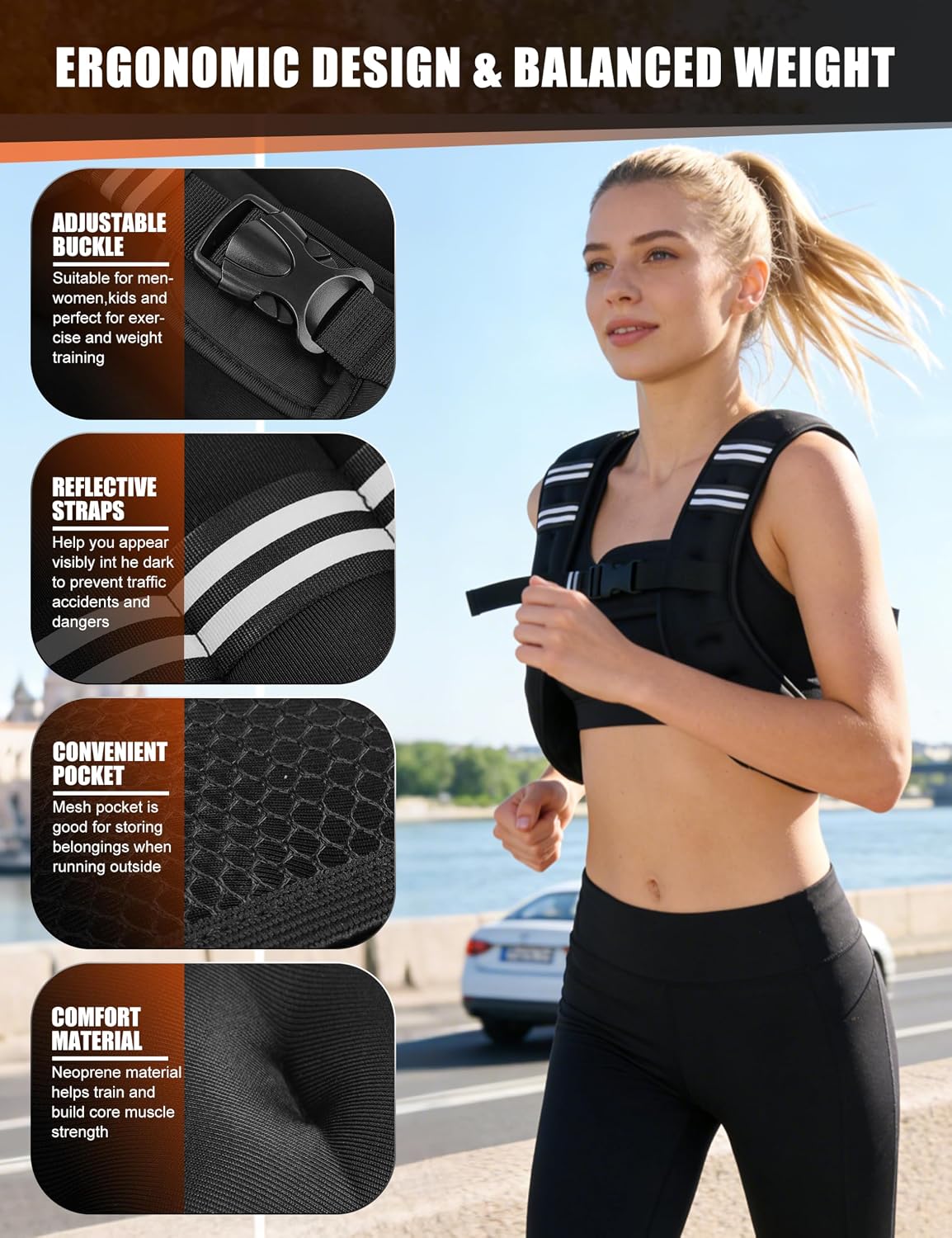 Thumbnail 3 de Henkelion VEST-12LB-004 Weighted Vest, 12 lb Neoprene with Adjustable Strap
