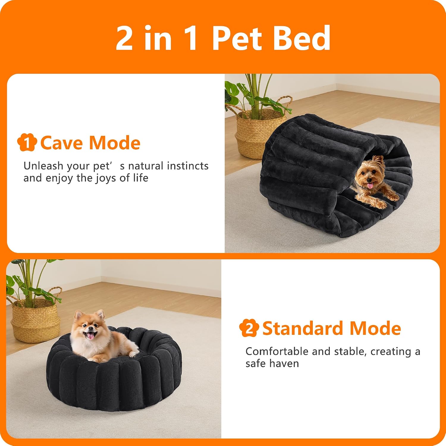 Detalle de HMTOPE Hundebett Kleine Hunde, 2-in-1 – Rundes Flanell-Nest Ø 60 cm, Dunkelgrau