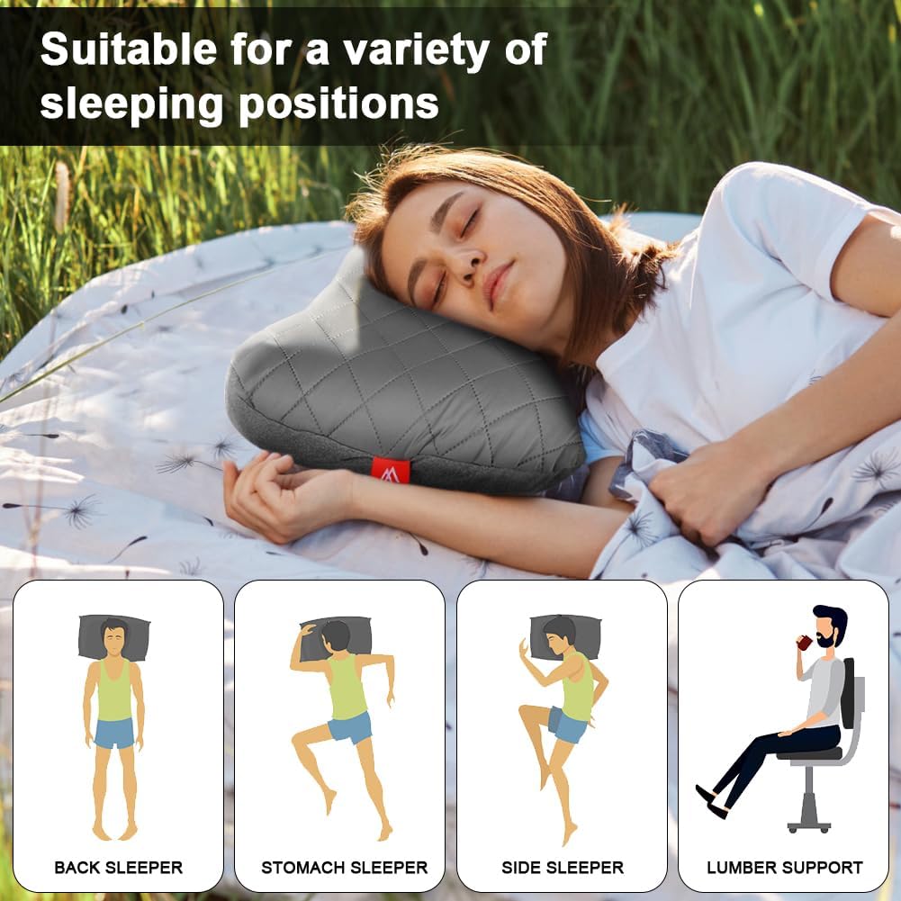 Detalle de Flintronic Aufblasbares Kissen für Camping und Reise – Ultralight, Ergonomisch, Abnehmbarer Bezug
