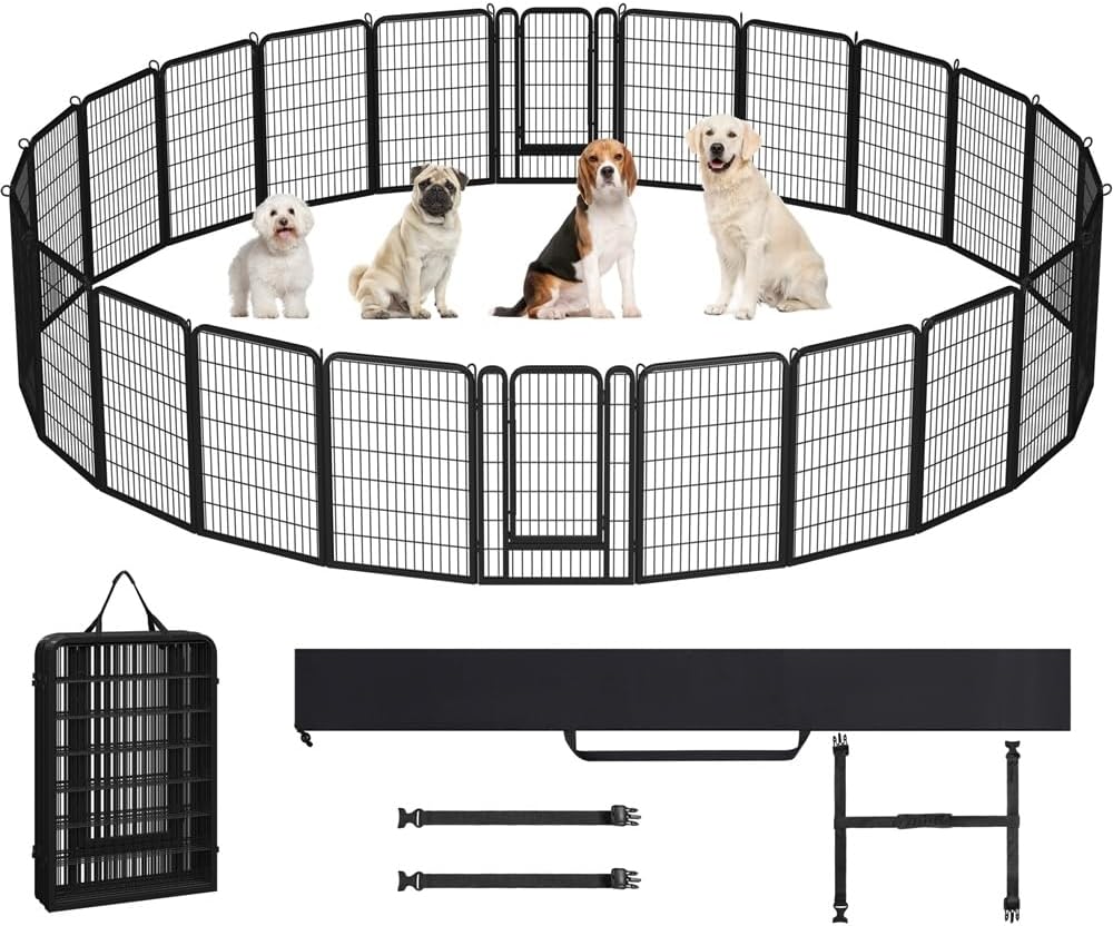 Detalle de Yaheetech Welpenlaufstall 24-teilig (80 cm hoch) – faltbarer Hundezwinger mit Tragetasche