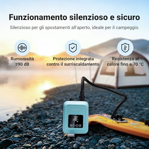 Detalle de CooSpo Pompa elettrica verticale per SUP: gonfiaggio ad alta pressione fino a 20 psi