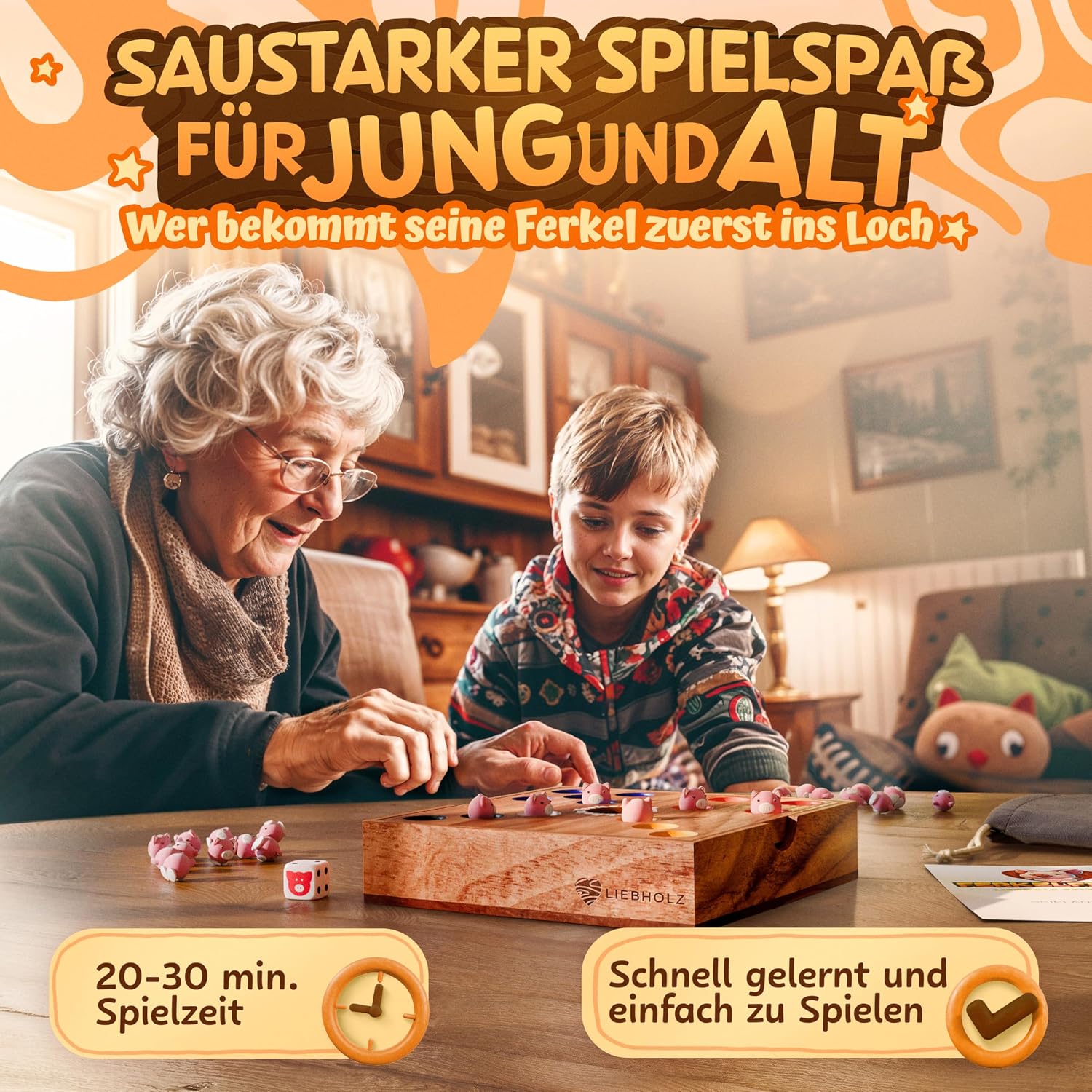 Thumbnail 4 de LIEBHOLZ Original Big Hole Ferkelfieber Brettspiel für Kinder