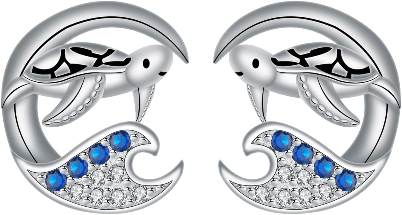 Detalle de BerriBling Boucles d'oreilles Tortue en argent sterling 925 – design élégant pour femmes et filles