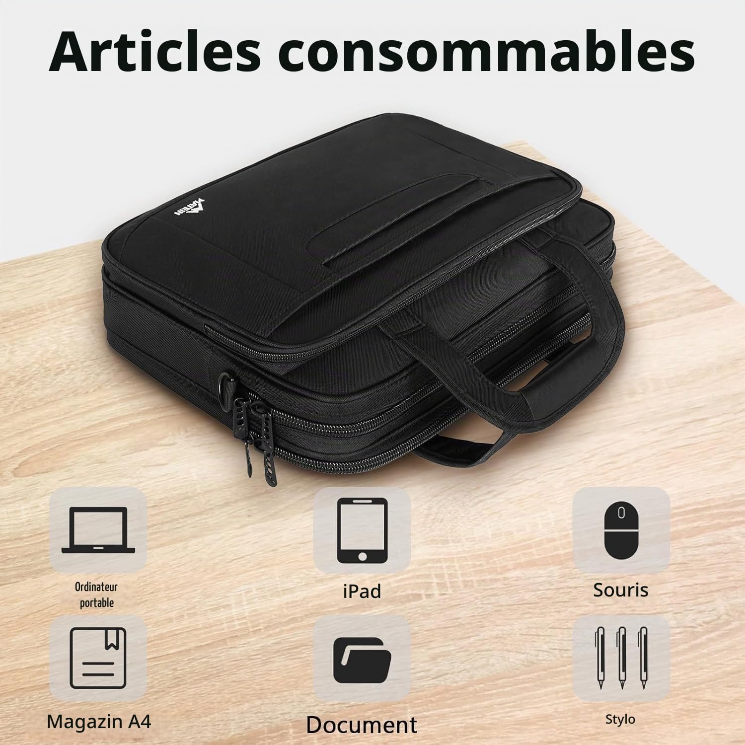 Detalle 2 de MATEIN 110600BLK00 laptoptas met afneembare schouderriem en antidiefstalvak