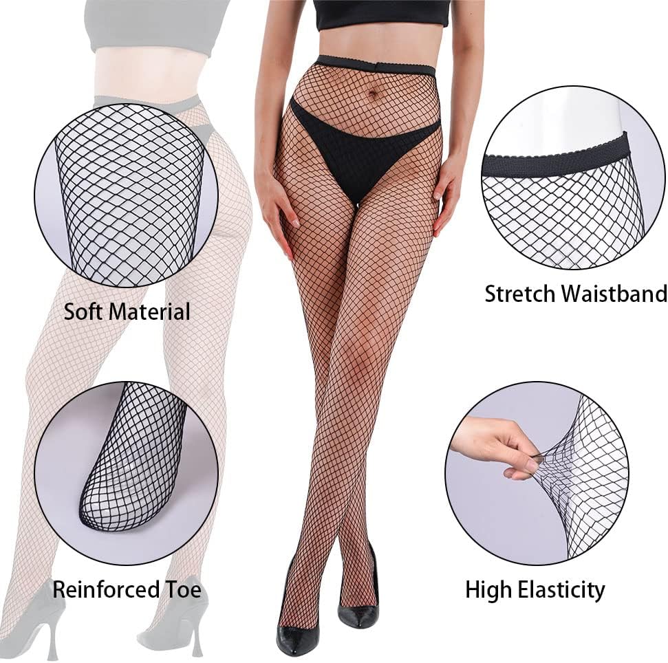 Detalle de AOMIG C2-QX-MS230314-FBA zwarte visnetpanty met hoge taille