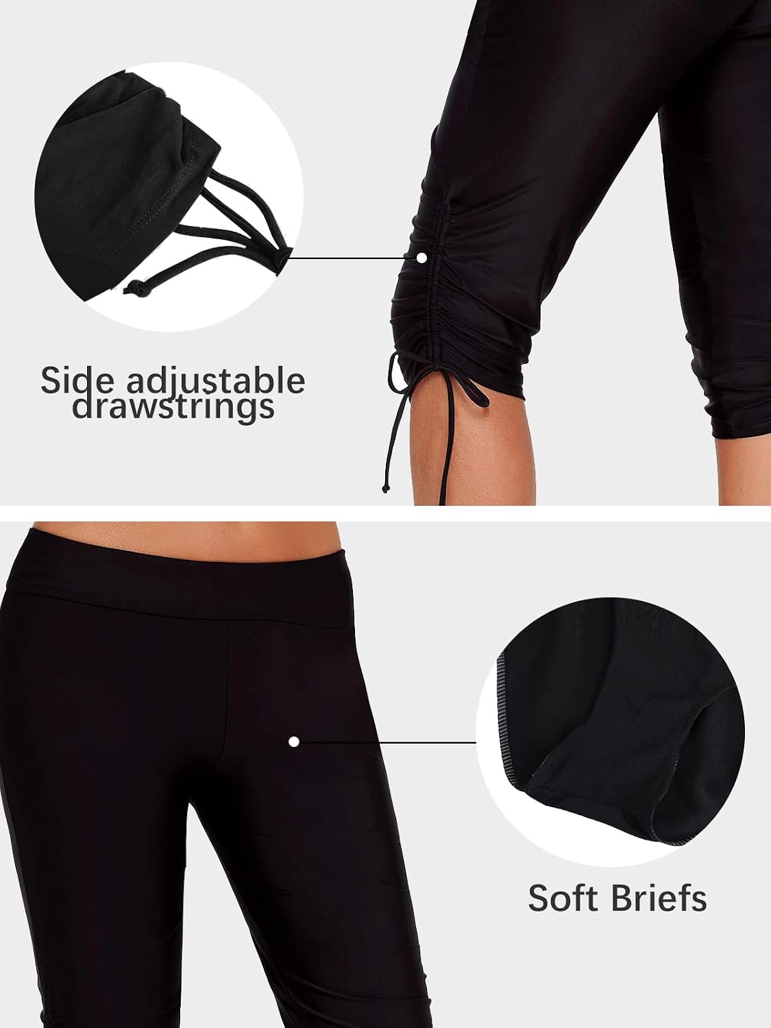 Thumbnail 3 de ECUPPER Womens Swimming Leggings Shorts Knee Length Capris Swimsuit Pant – Plus Size