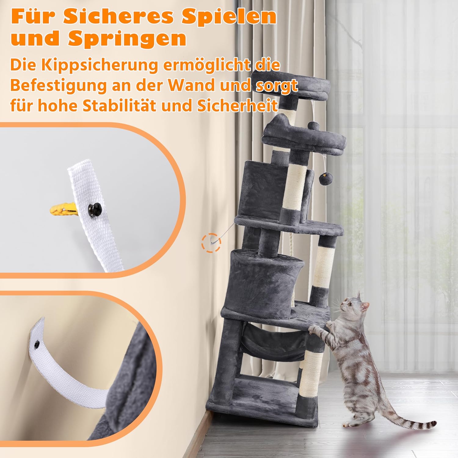 Thumbnail 4 de Kratzbaum XL 158 cm mit Sisal, Yaheetech