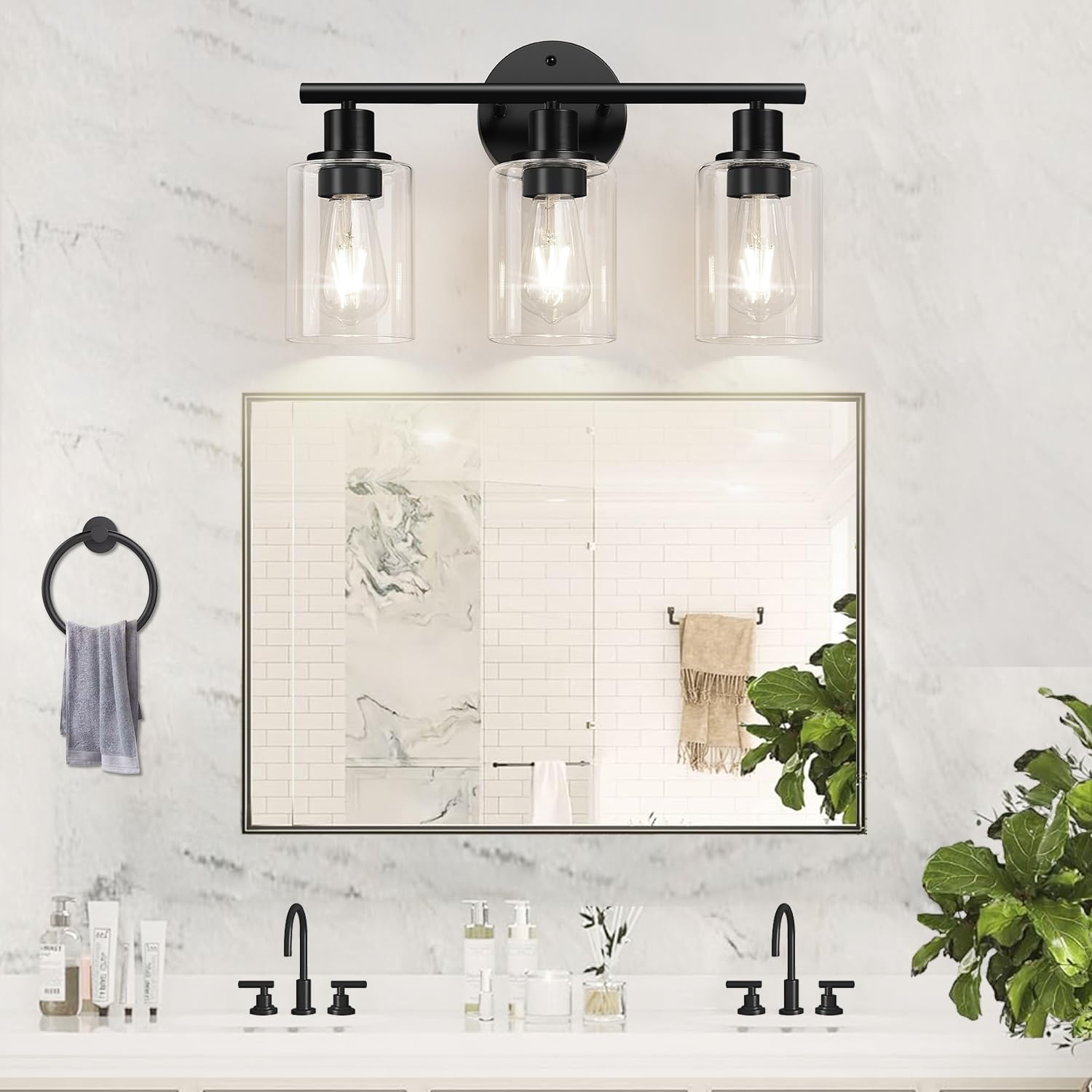 Thumbnail 4 de Zarbitta 3-Light Black Vanity Light 17.23
