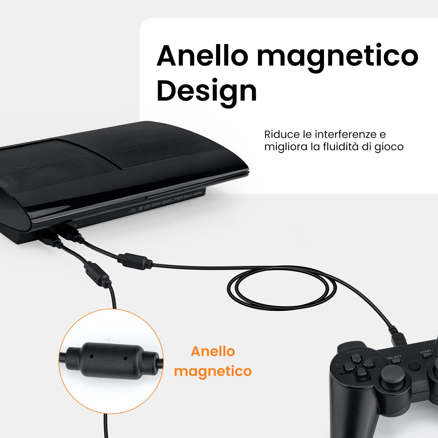 Detalle de Tolesum PS3 Cavo ricarica 3 m