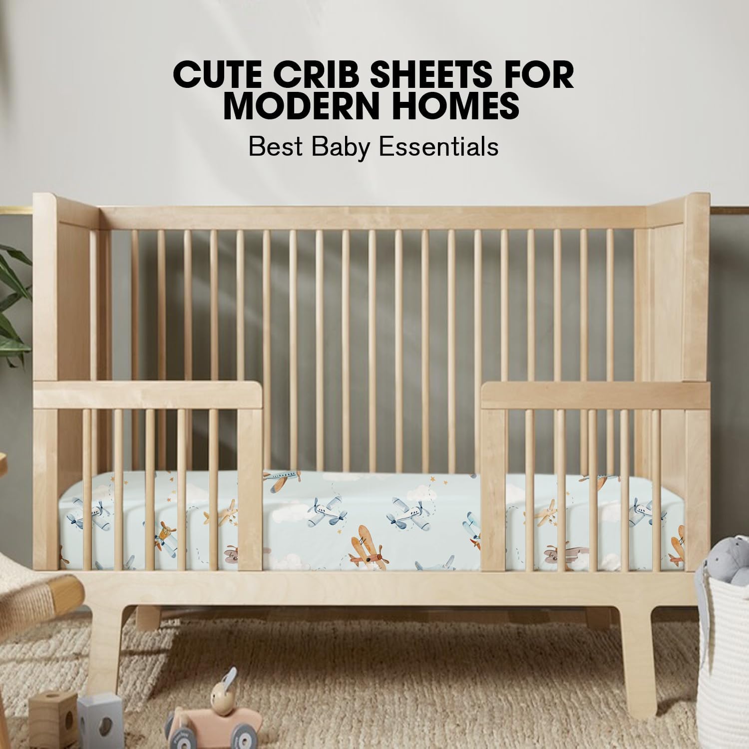 Thumbnail 6 de Little Grape Land CS2501171 Crib Sheets, 2-Pack, Planes Microfiber, 52 x 28 in