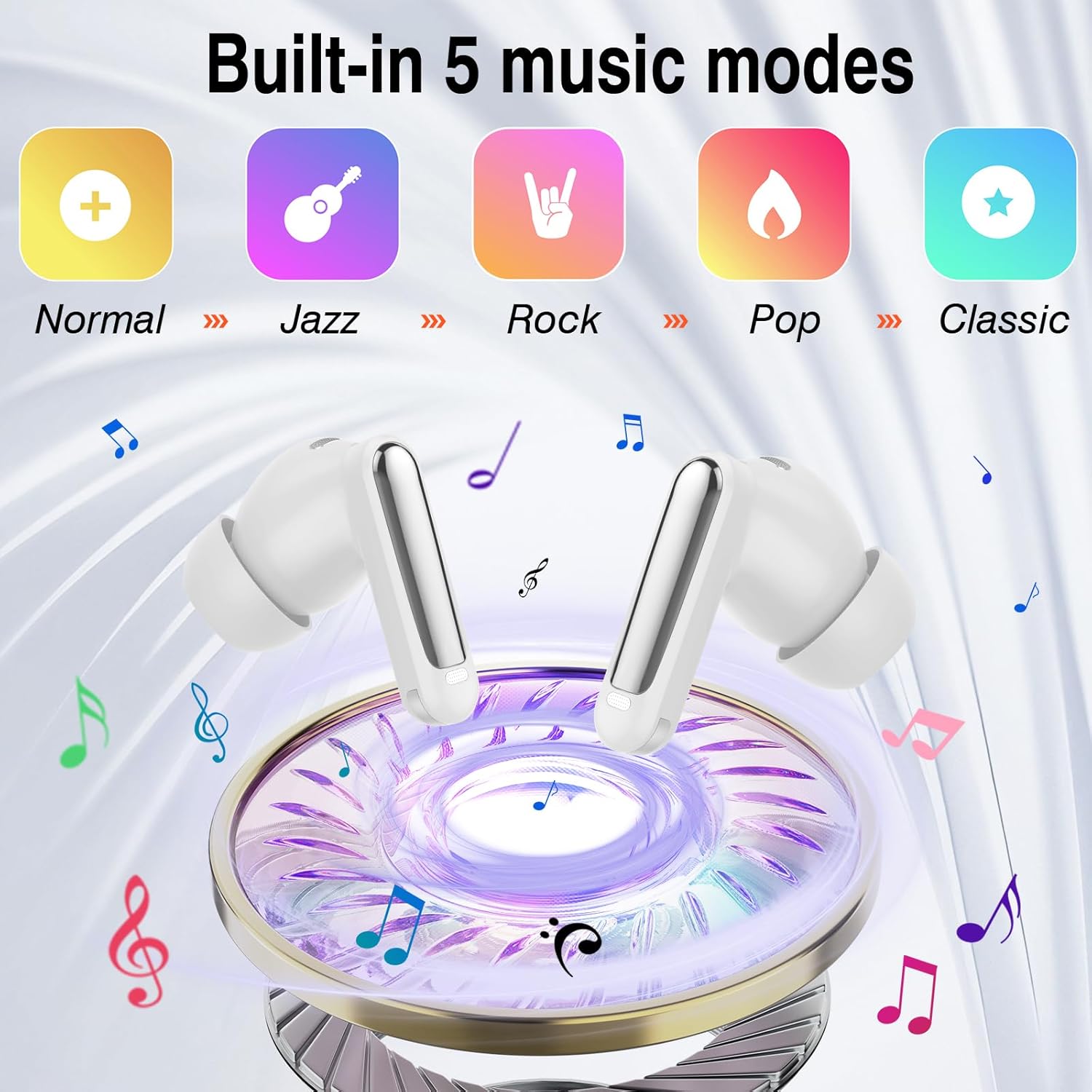 Thumbnail 6 de 2026 Wireless Earbuds with ANC, ENC, and Smart Touch Case – UK Version
