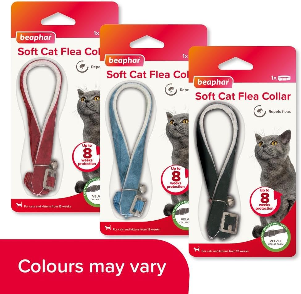 Detalle de Beaphar Soft Flea Collar for Cats – 8 Weeks Flea Repellent, Adjustable Velvet Collar