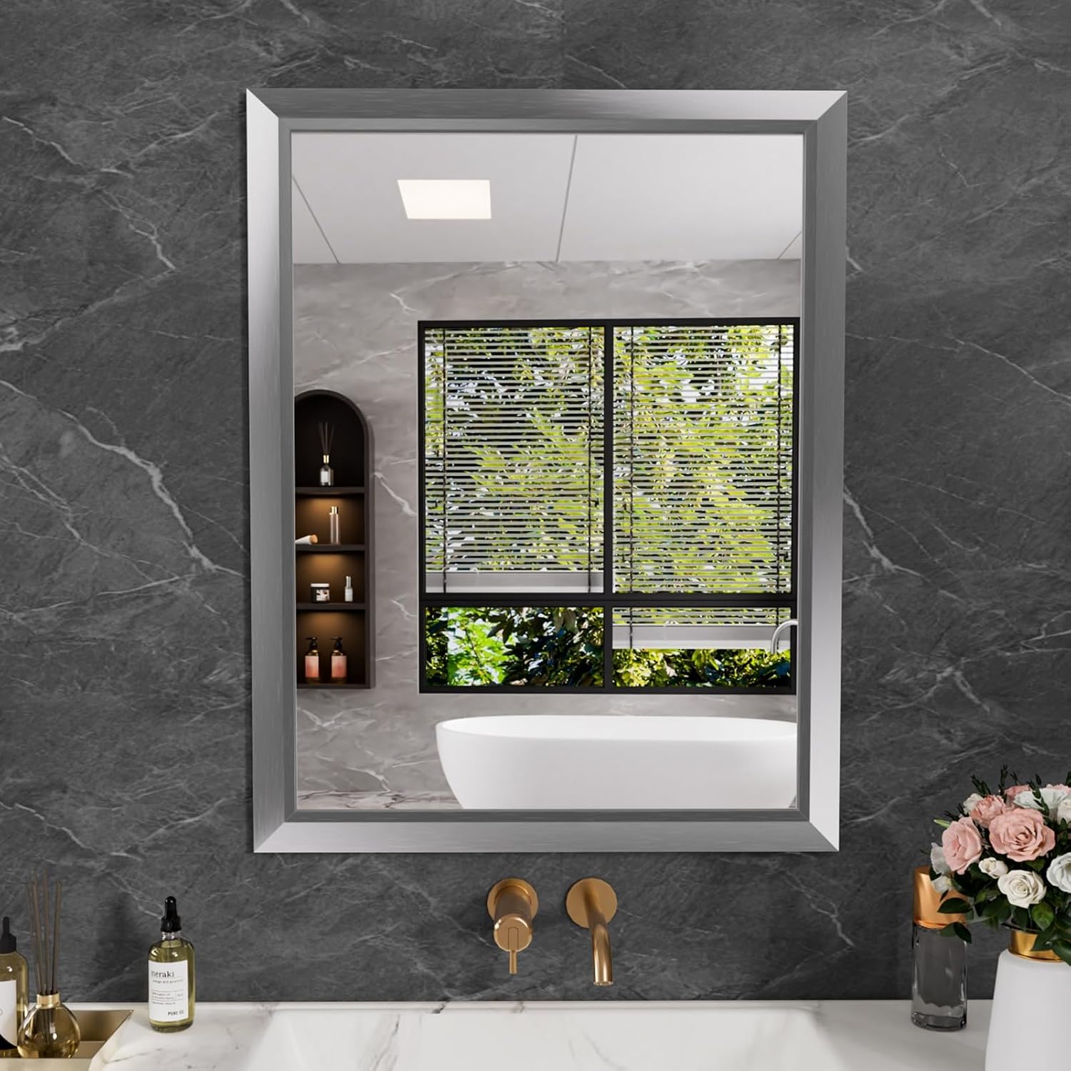 Detalle de Amorho 28x36 Inch Bathroom Mirror