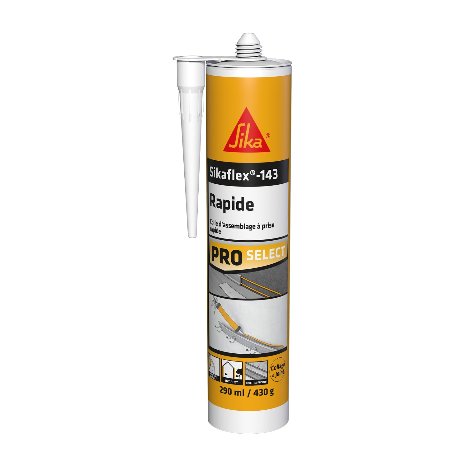 Detalle de SikaFlex 143 Rapide – Colle-mastic à prise rapide, 290 ml, blanc