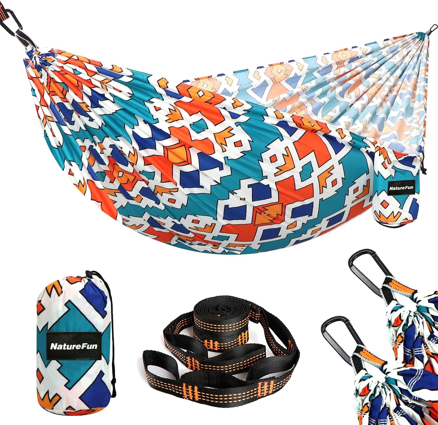 Detalle de NATUREFUN Ultraleichte Reise Camping Hängematte – 275 × 140 cm, 300+ kg Tragkraft, atmungsaktiv & schnelltrocknend