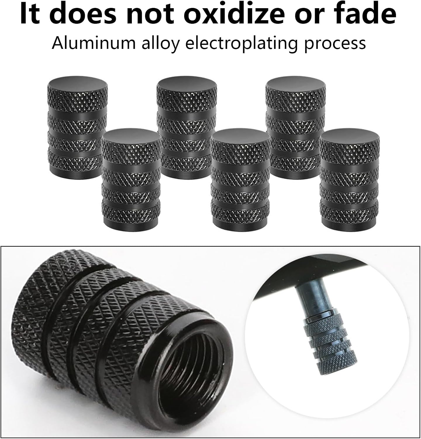 Detalle de 10 Pcs Universal Aluminium Tyre Valve Caps with Easy-Grip Knurled Design