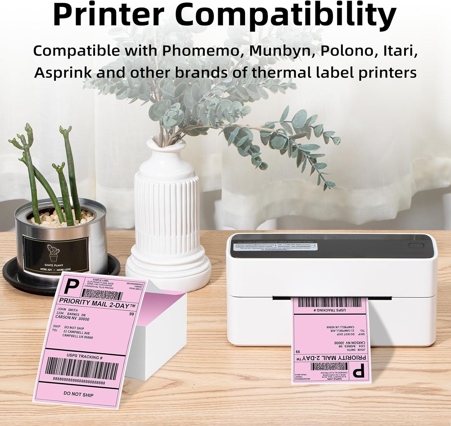 Detalle de Phomemo Etichette Rosa 4x6 500 per Spedizione – Compatibili con MUNBYN, Phomemo e Polono