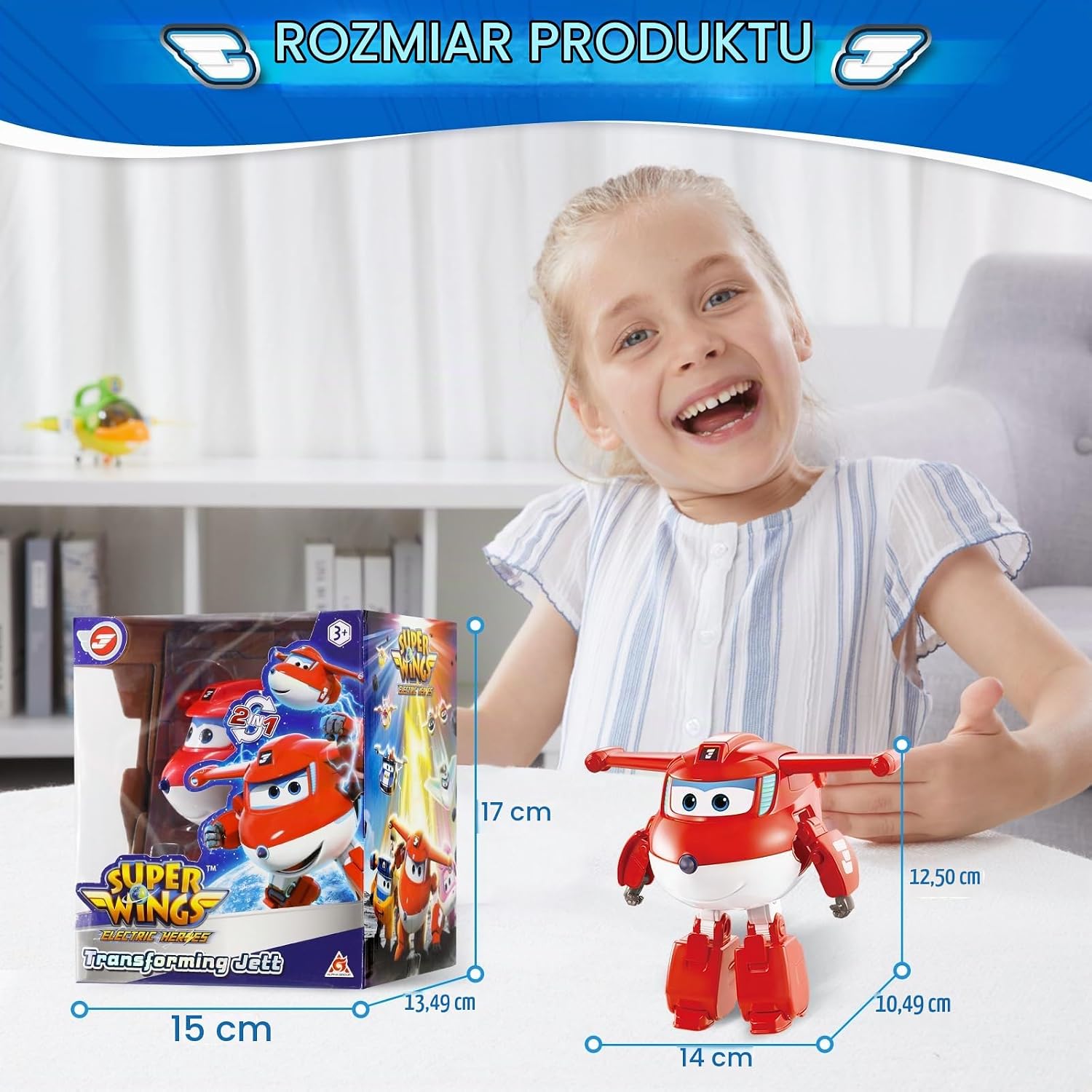 Detalle 2 de Super Wings Supercharged Jett – czerwona figurka transformująca z ABS
