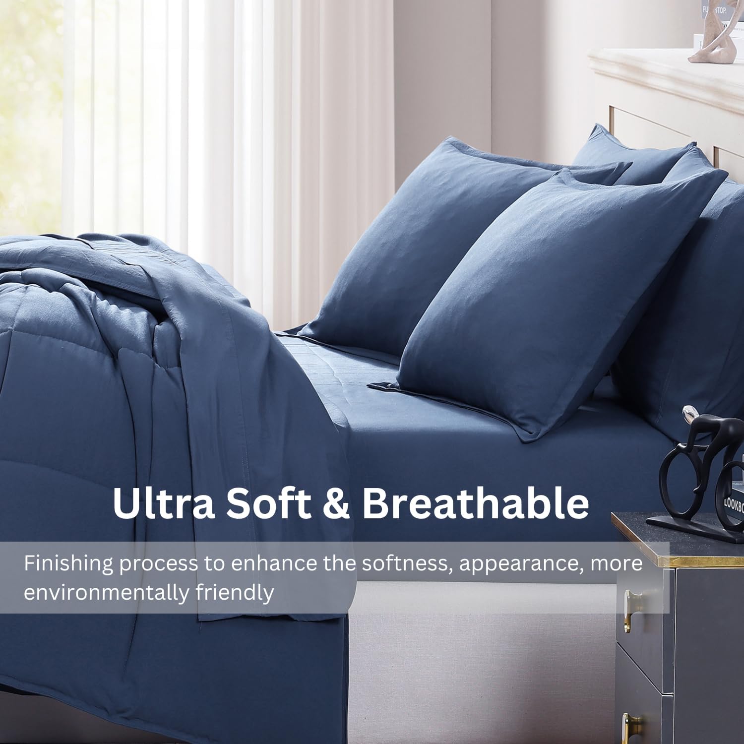 Detalle de Casa Platino WM10BIB-TW-NVY Twin Bed-in-a-Bag, Navy Microfiber