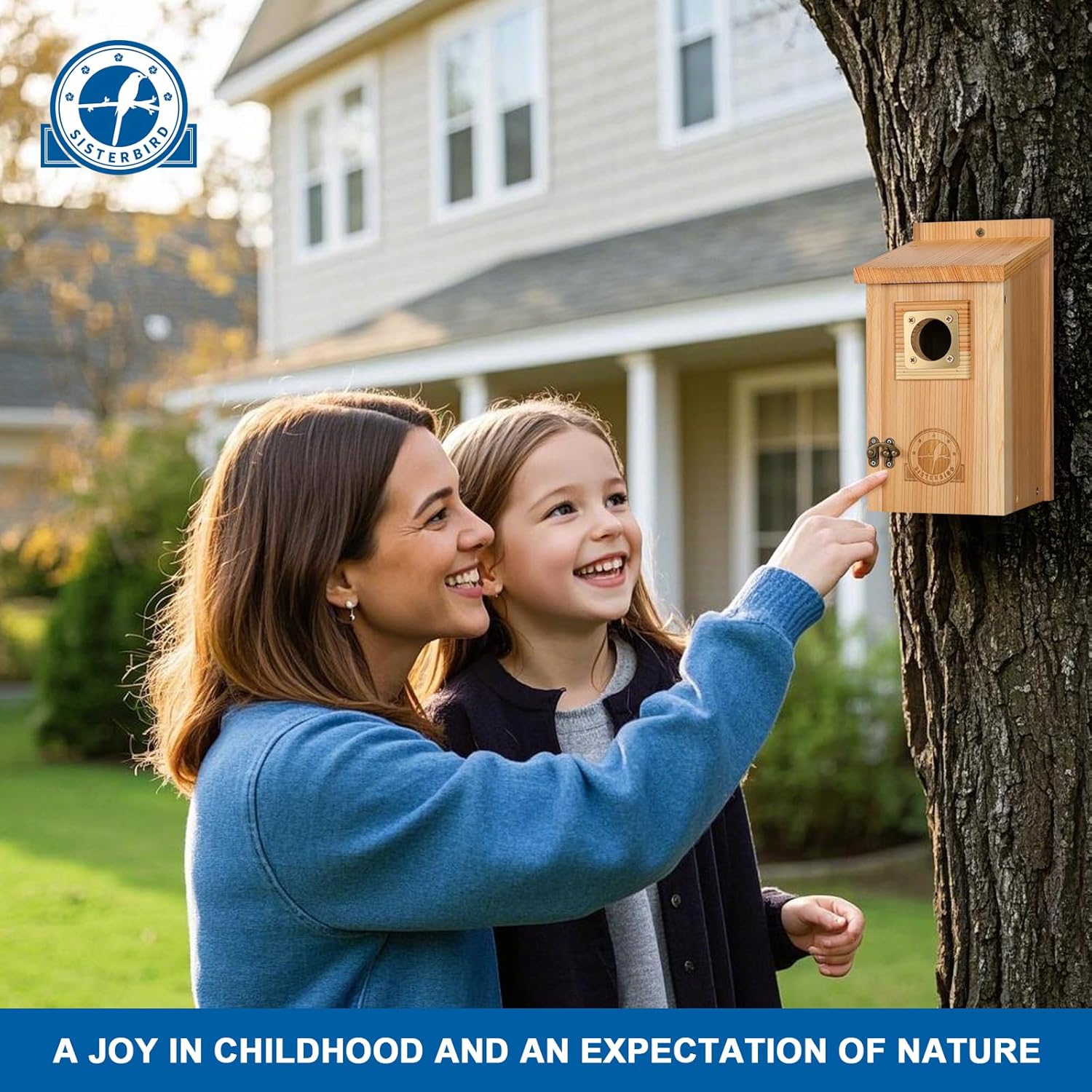 Thumbnail 5 de SISTERBIRD 2-Pack Cedar Bird Houses with Copper Guard — Outdoor Bluebird, Wren, Swallow, and Chickadee Homes