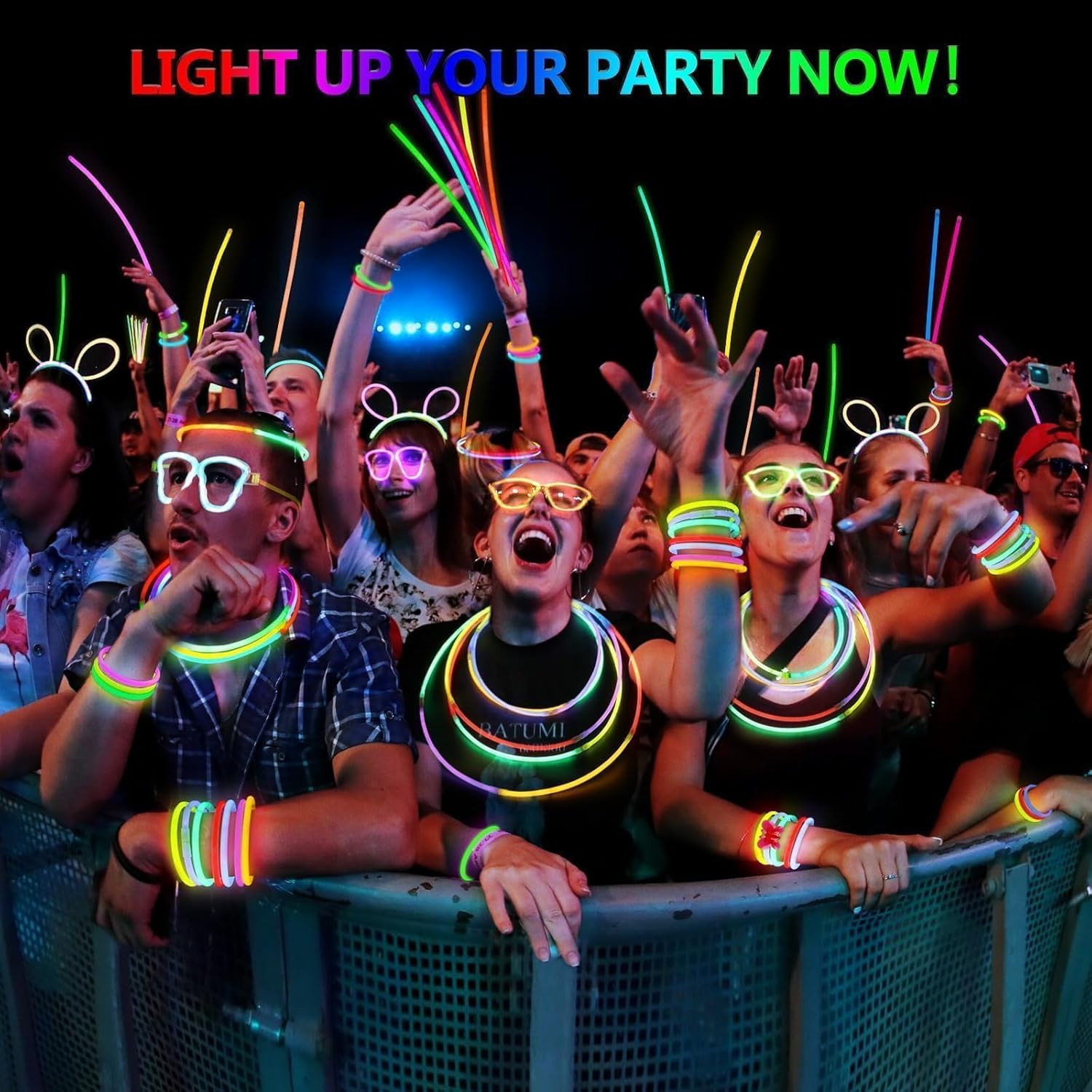 Thumbnail 5 de BUDI 467Pcs Glow Sticks Party Kit: 200 Glow Sticks (8 colors, 8 inch) + 267 Connectors for Necklaces, Bracelets, Glasses