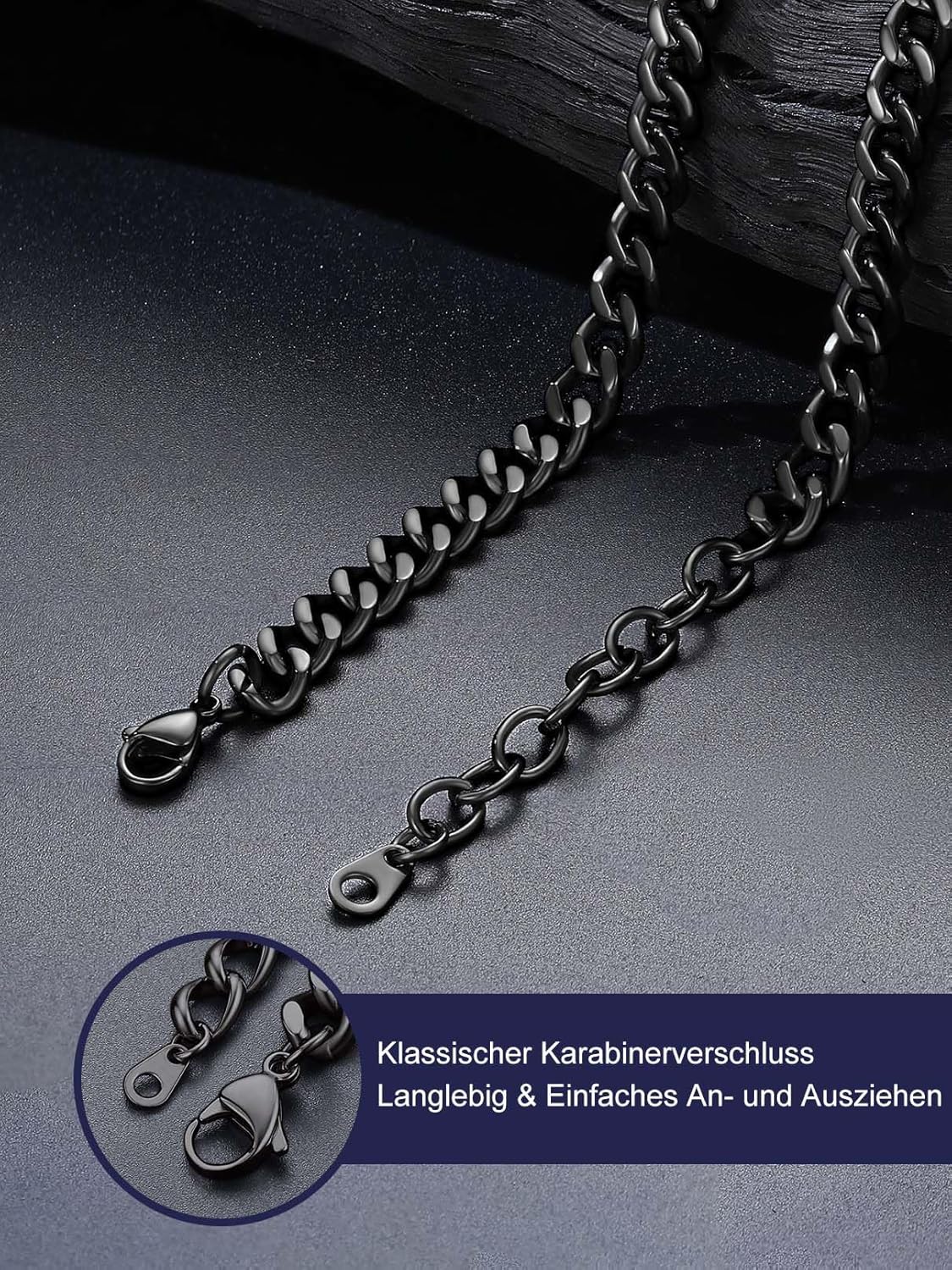 Detalle de Bandmax Herren Kette aus 316L Edelstahl mit Dornen-Panzerdesign (7/9 mm breit) – kubanische Hip-Hop Gliederkette