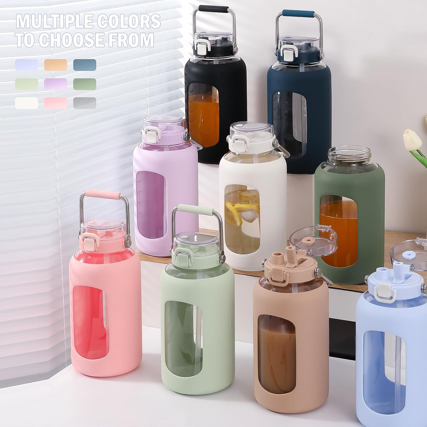 Thumbnail 6 de BLUEGO Trinkflasche Glas 2,5 l mit Zeitmarkierungen