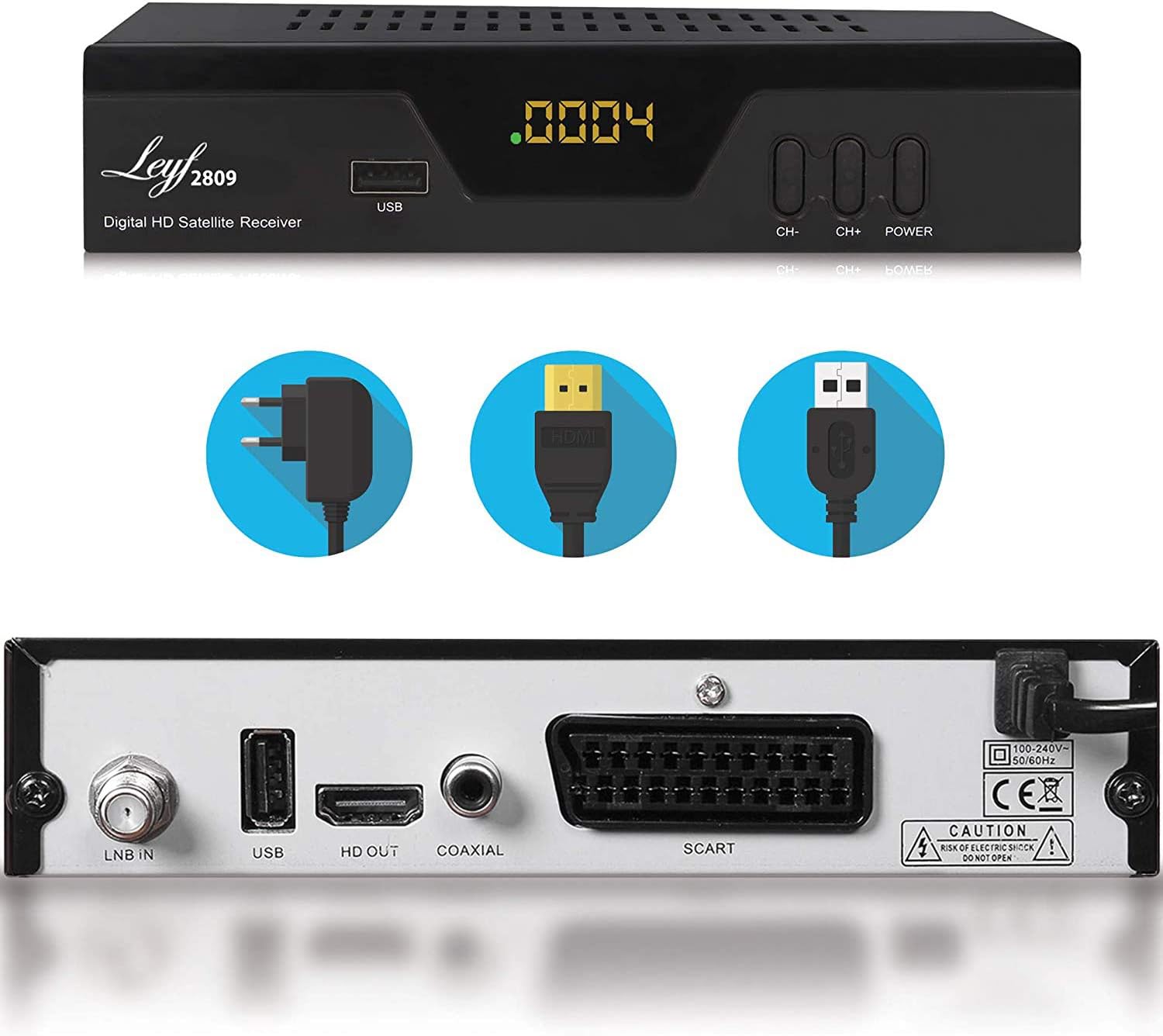 Detalle de Leyf 2809 – Digitaler Satelliten Receiver (HDTV, DVB-S/S2, HDMI, SCART, 2x USB 2.0, Full HD 1080p) vorinstalliert für Astra, Hotbird, Türksat