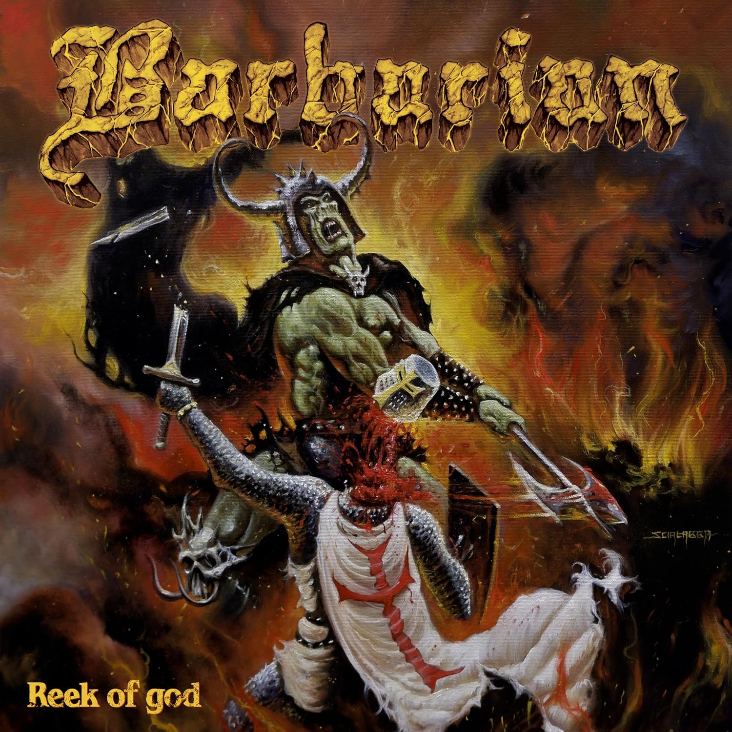 Detalle de Barbarian Reek of God Vinyl Album, Black/Thrash Metal with Punk Influences